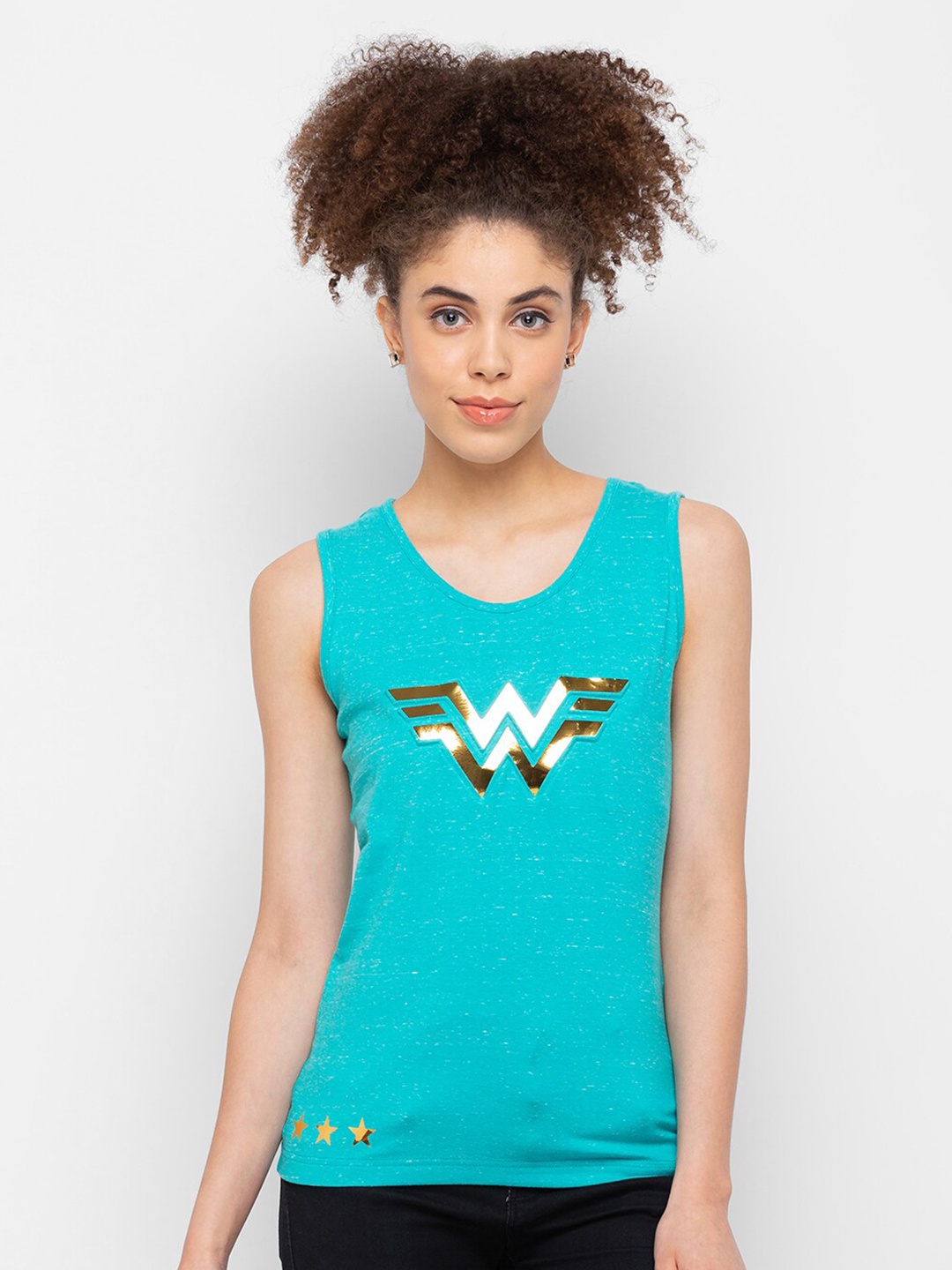 

Smugglerz Wonder Woman Printed Cotton Tank Top, Green
