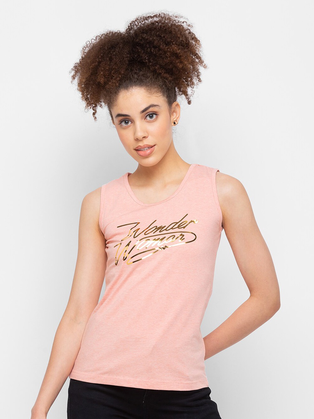 

Smugglerz Wonder Woman Printed Cotton Tank Top, Pink
