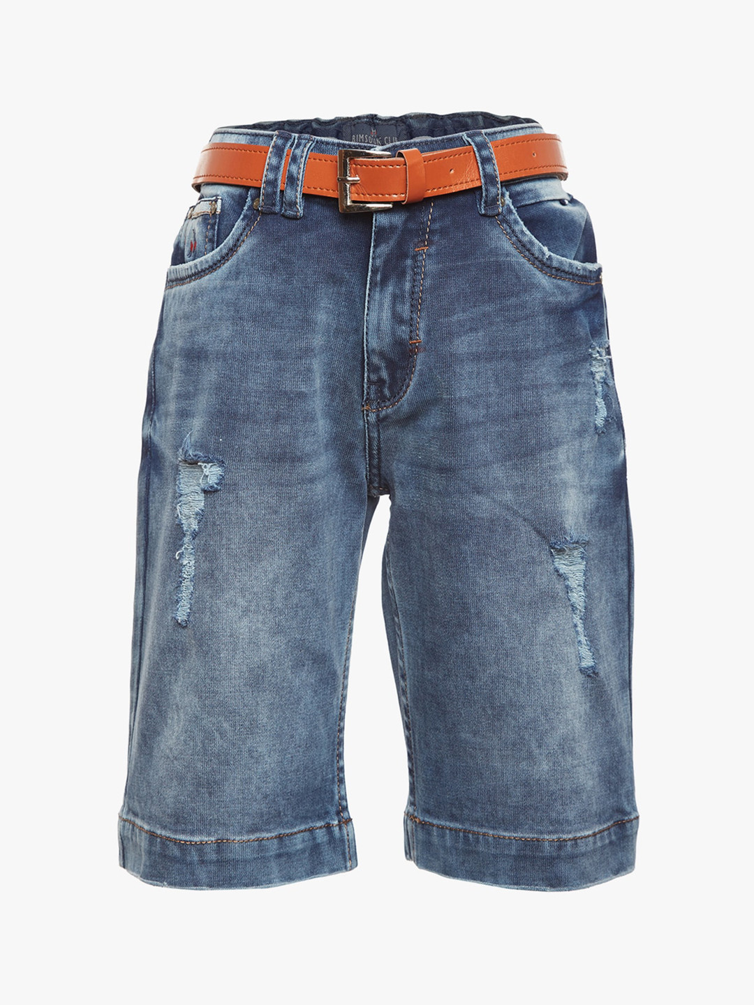 

Crimsoune Club Boys Blue Washed Slim Fit Denim Shorts