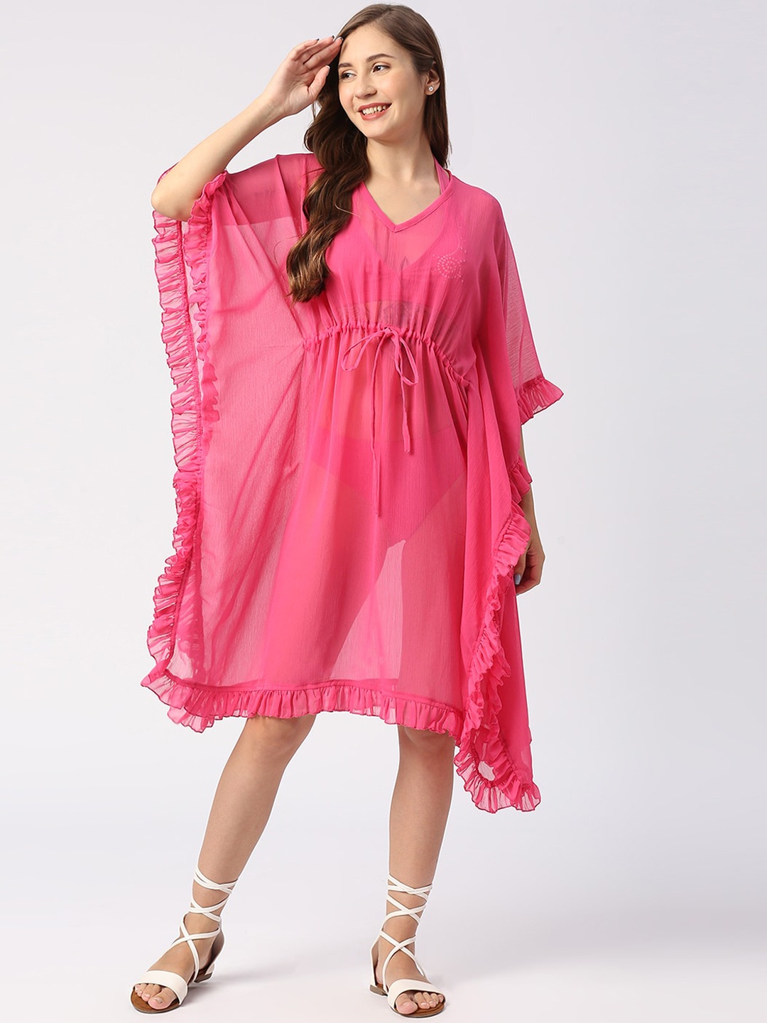 Smarty Pants Kaftan Swimwear Cover Up Top, Pink
