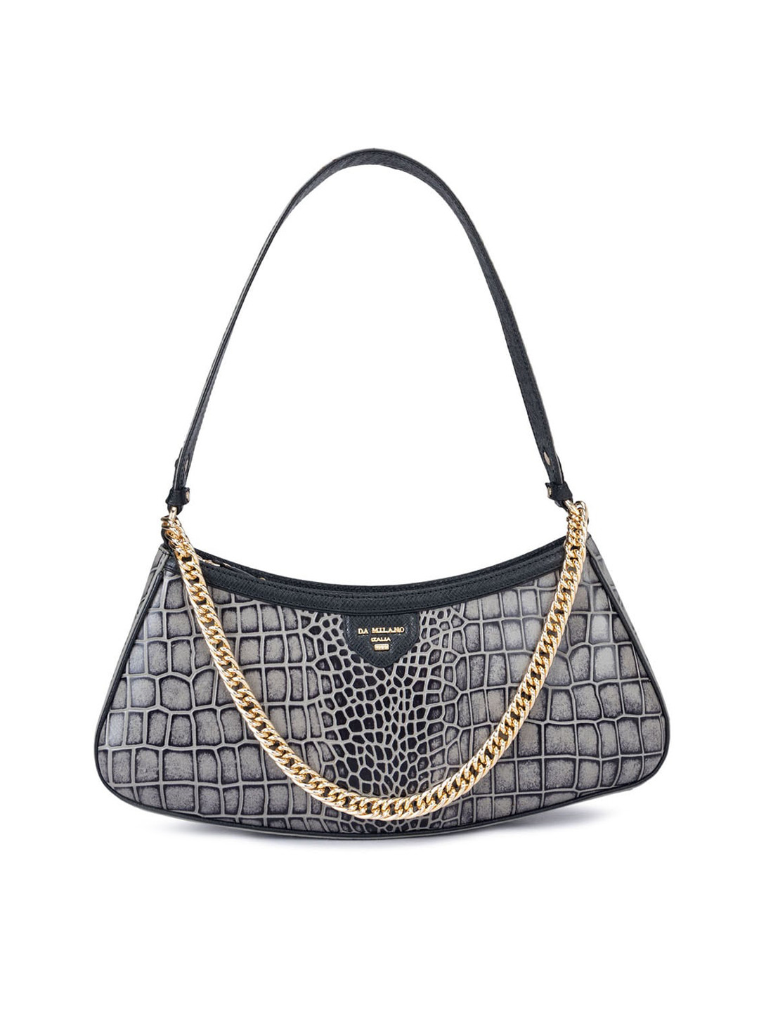 

Da Milano Textured Structured Hobo Bag, Grey