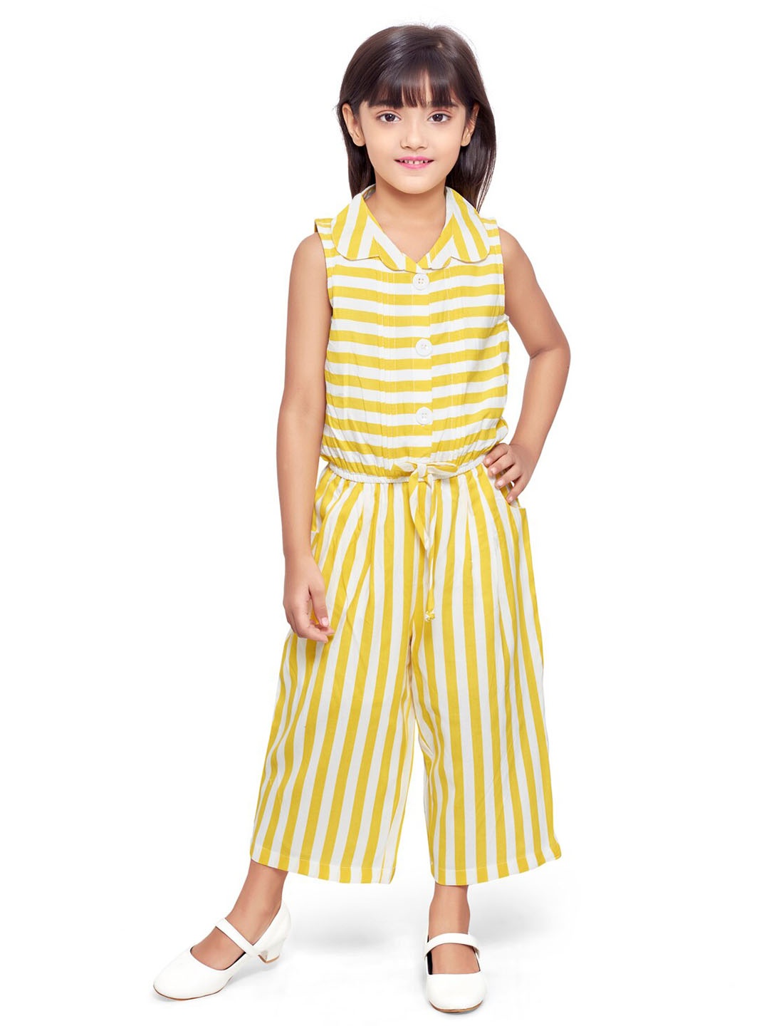 

Doodle Girls Striped Basic Jumpsuit, Yellow