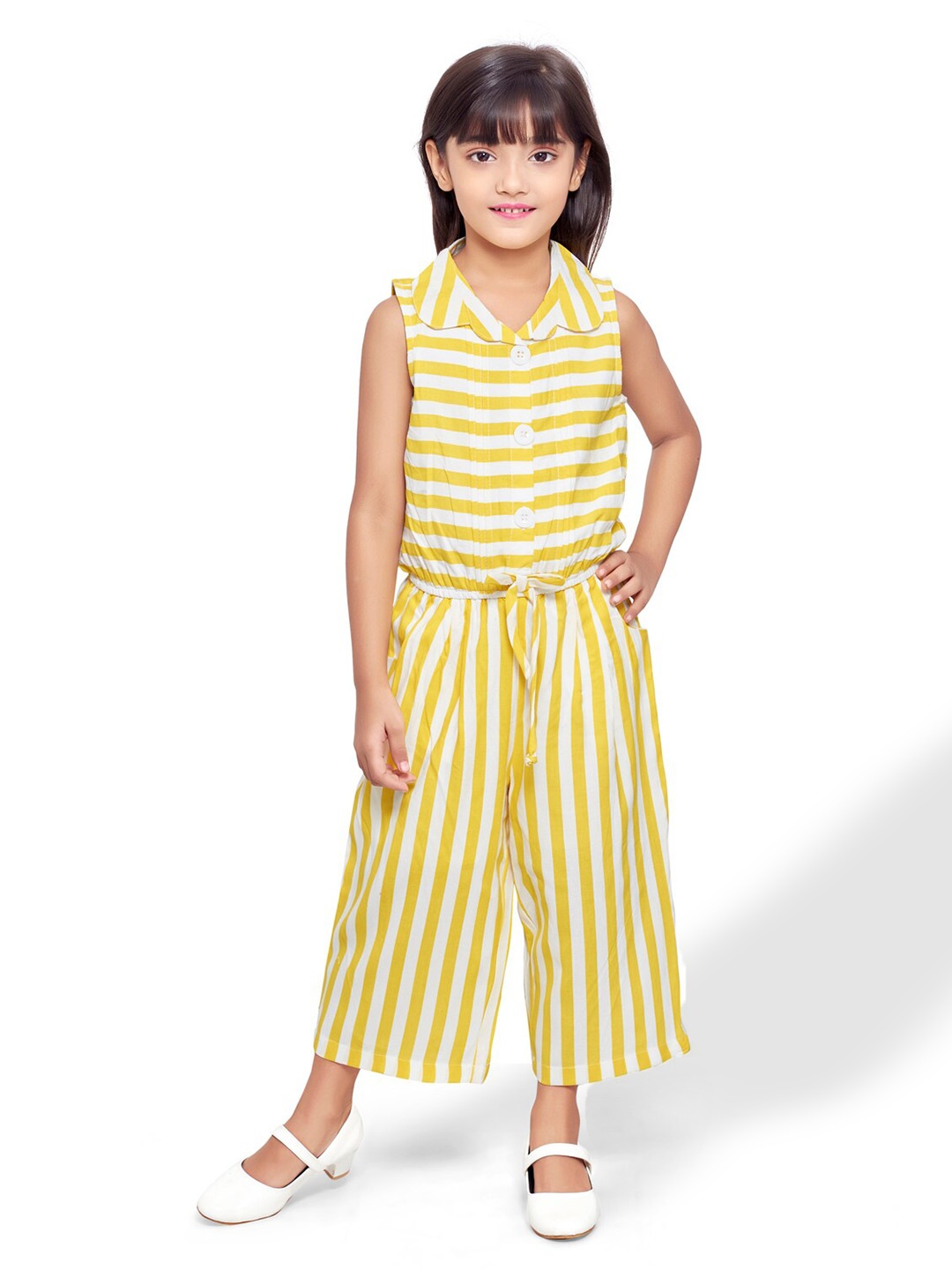 

Doodle Girls Striped Basic Jumpsuit, Yellow