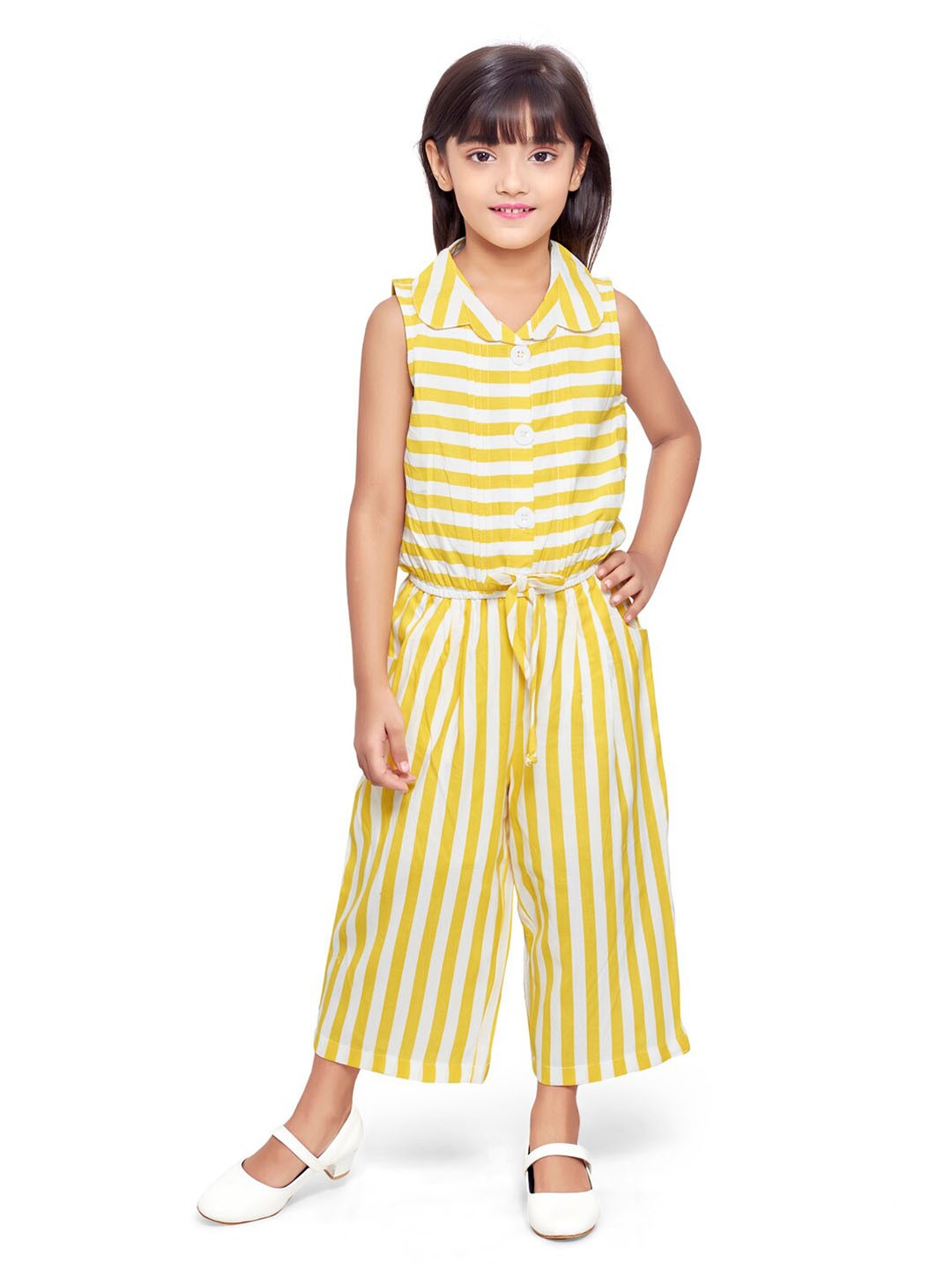 

Doodle Girls Striped Basic Jumpsuit, Yellow