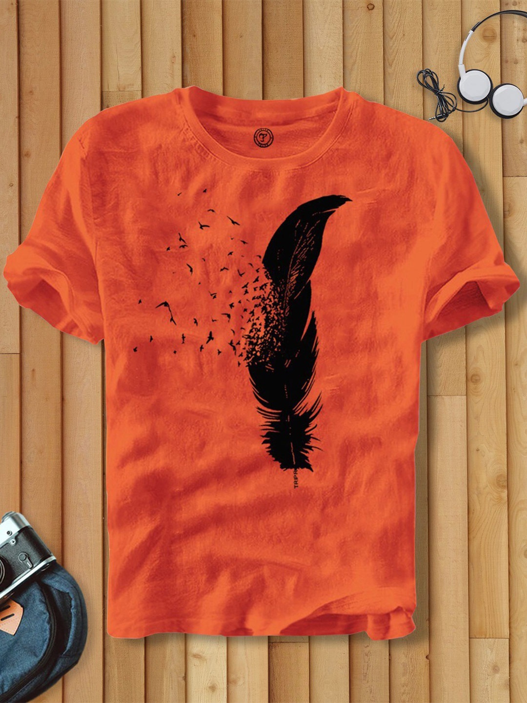 

TRIPR Graphic Printed Cotton T-shirt, Orange