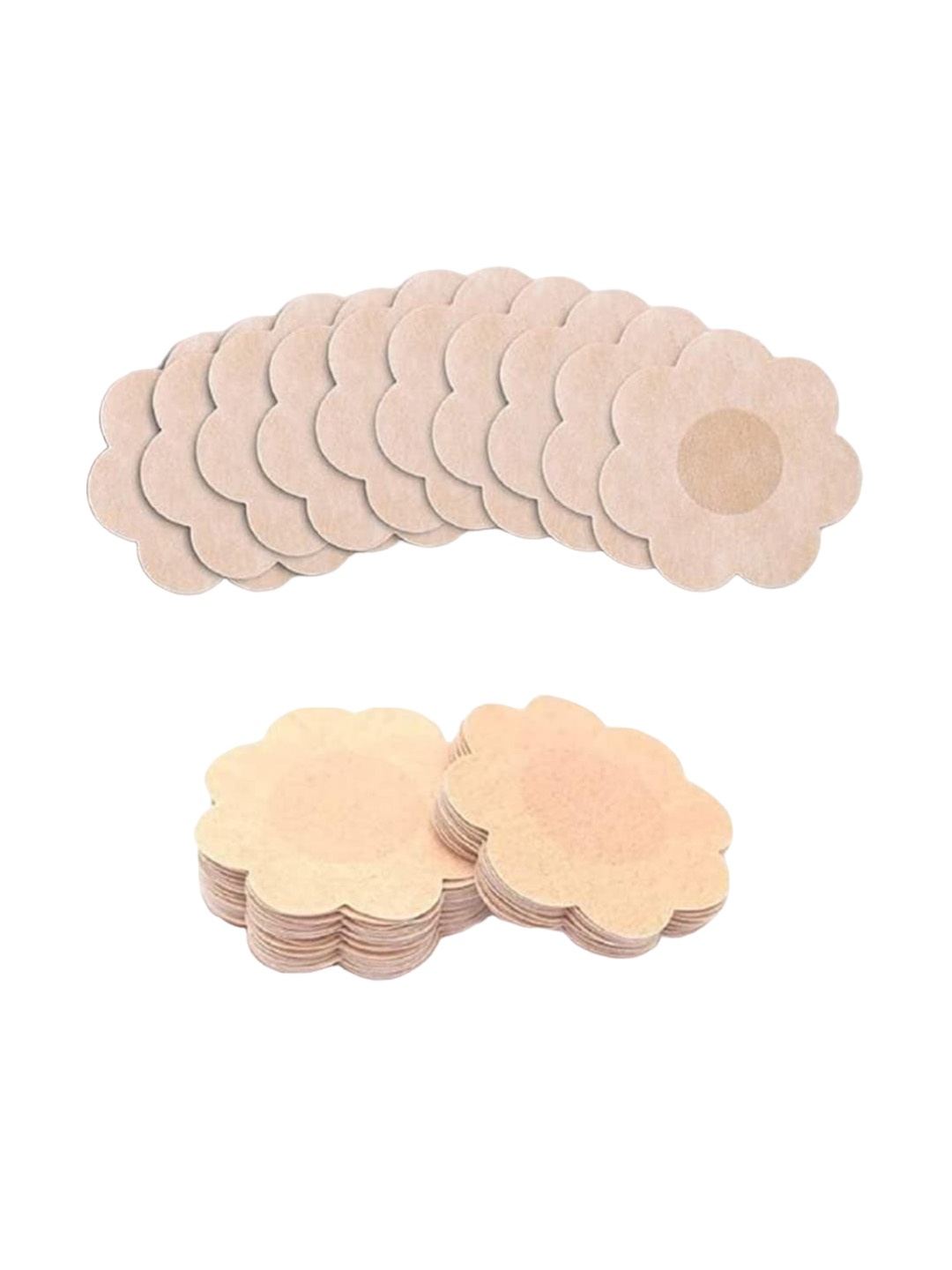 

Hill Islands Set Of 10 Satin Flower Shaped Nipple Pasties, Beige