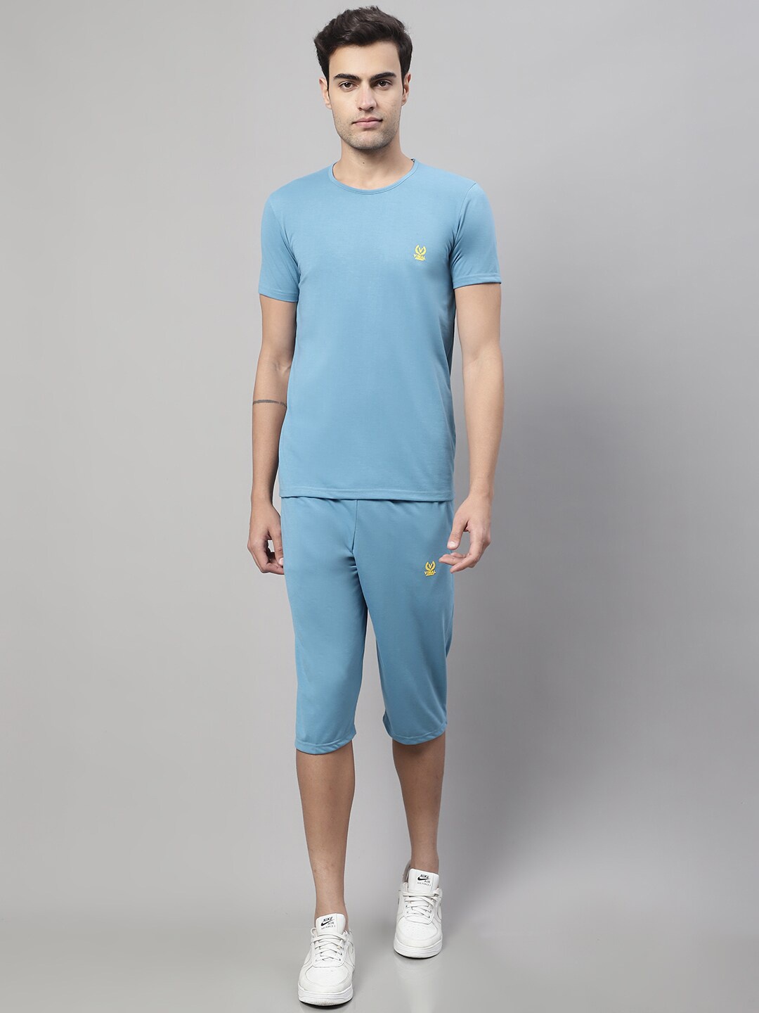 

VIMAL JONNEY Round Neck Short Sleeves Soft and Breathable Comfort Co-Ords, Blue