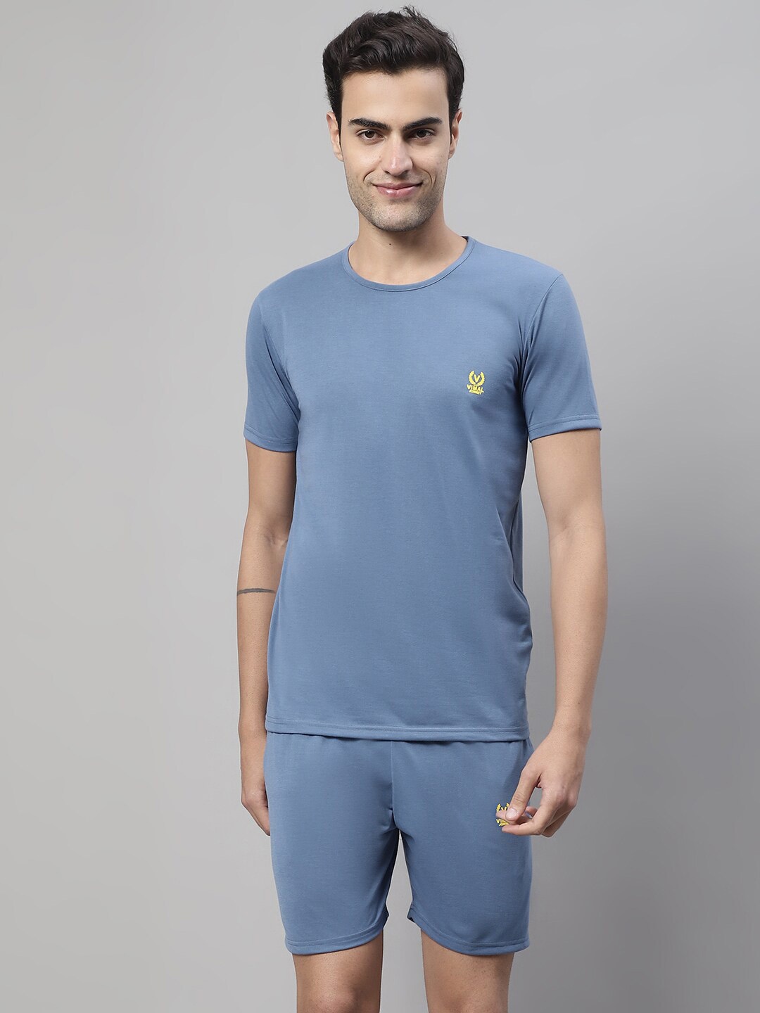 

VIMAL JONNEY Round Neck T-Shirt With Shorts, Blue