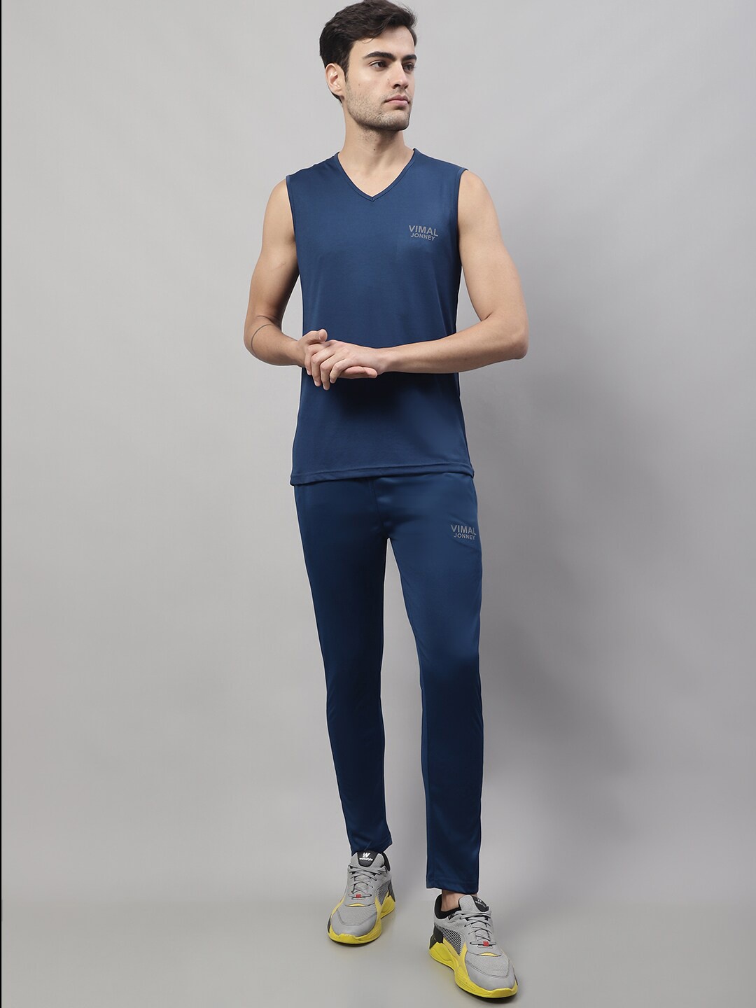 

MACK JONNEY JONNEY V-Neck Sleeveless Dryfit Comfort Co-Ords, Navy blue