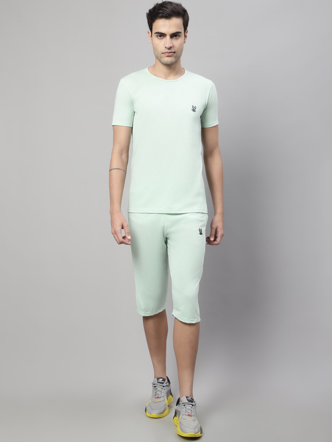 VIMAL JONNEY Round Neck Short Sleeves Soft and Breathable Comfort Co-Ords, Green