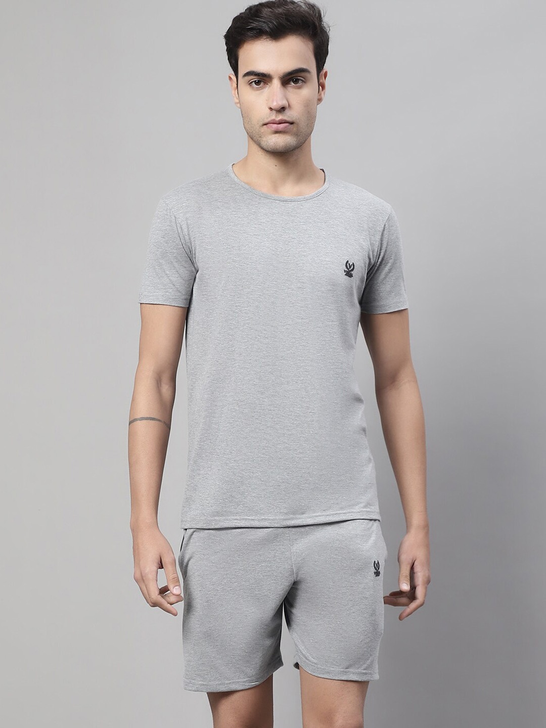 MACK JONNEY Round Neck Short Sleeves Comfort Co-Ords, Grey