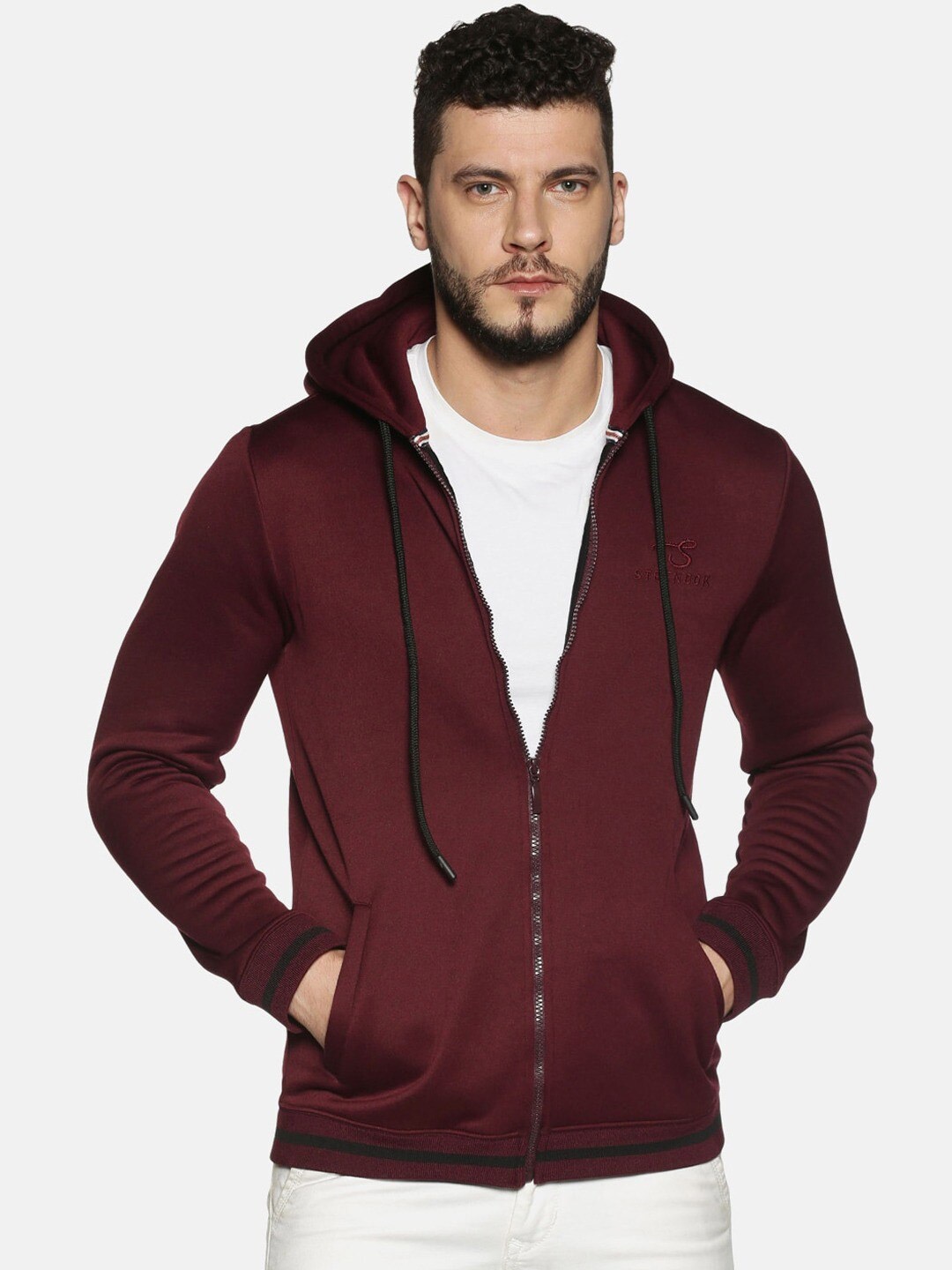 

Steenbok Hooded Cotton Sweatshirt, Maroon