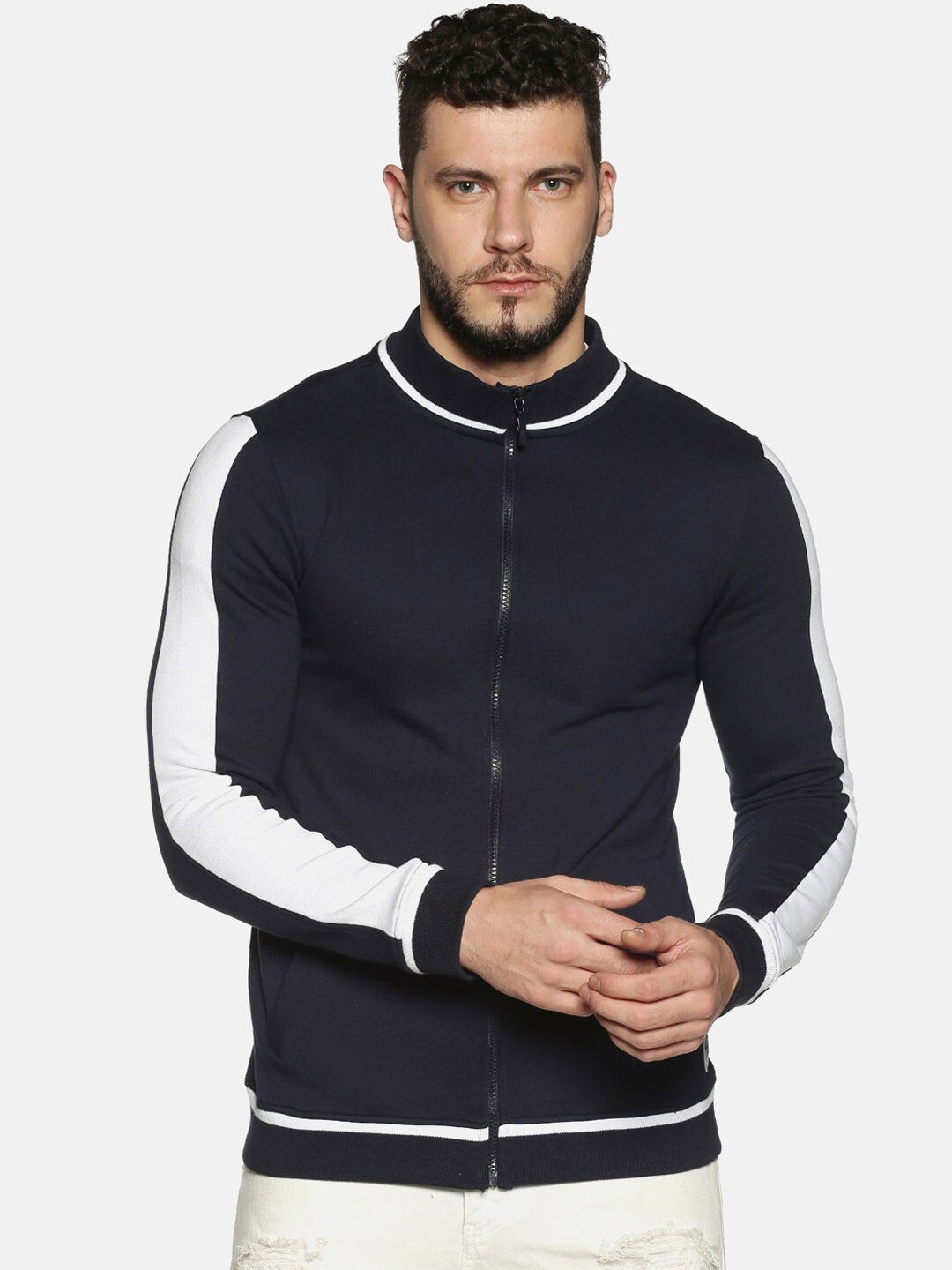 

Steenbok Mock Collar Cotton Sweatshirt, Navy blue