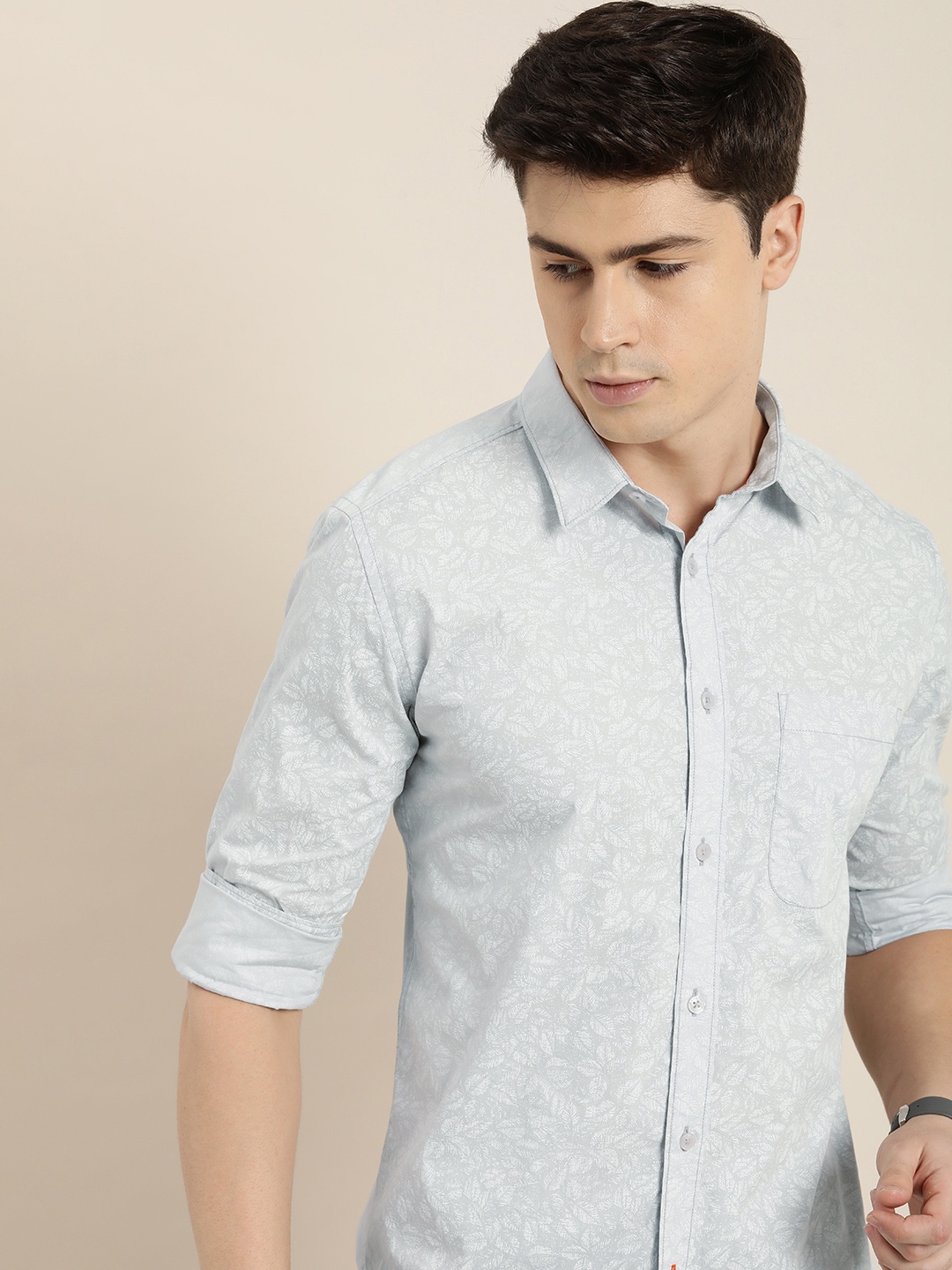 

INVICTUS Men Pure Cotton Slim Fit Opaque Printed Casual Shirt, Grey