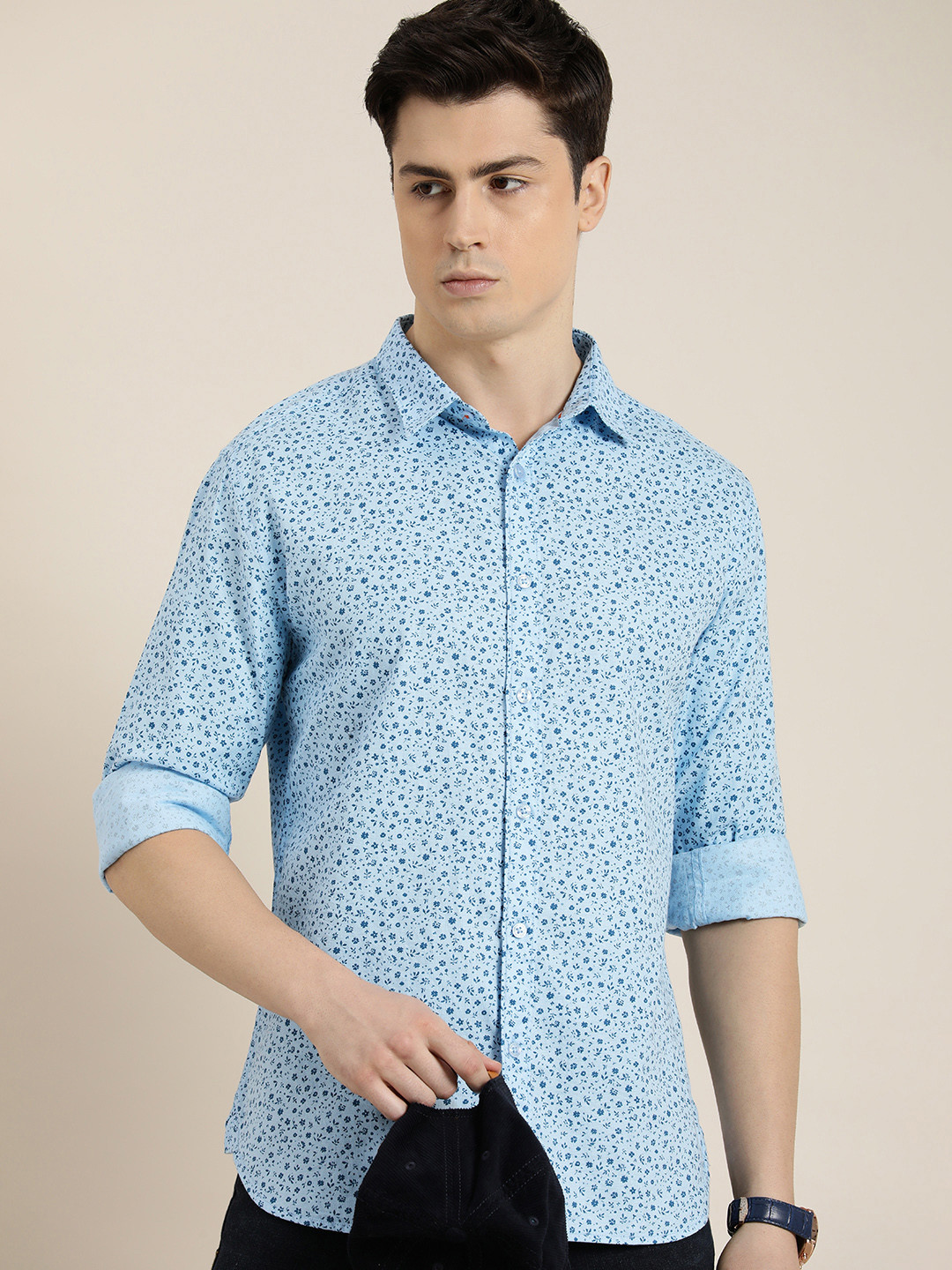

INVICTUS Men Pure Cotton Slim Fit Floral Opaque Printed Casual Shirt, Blue