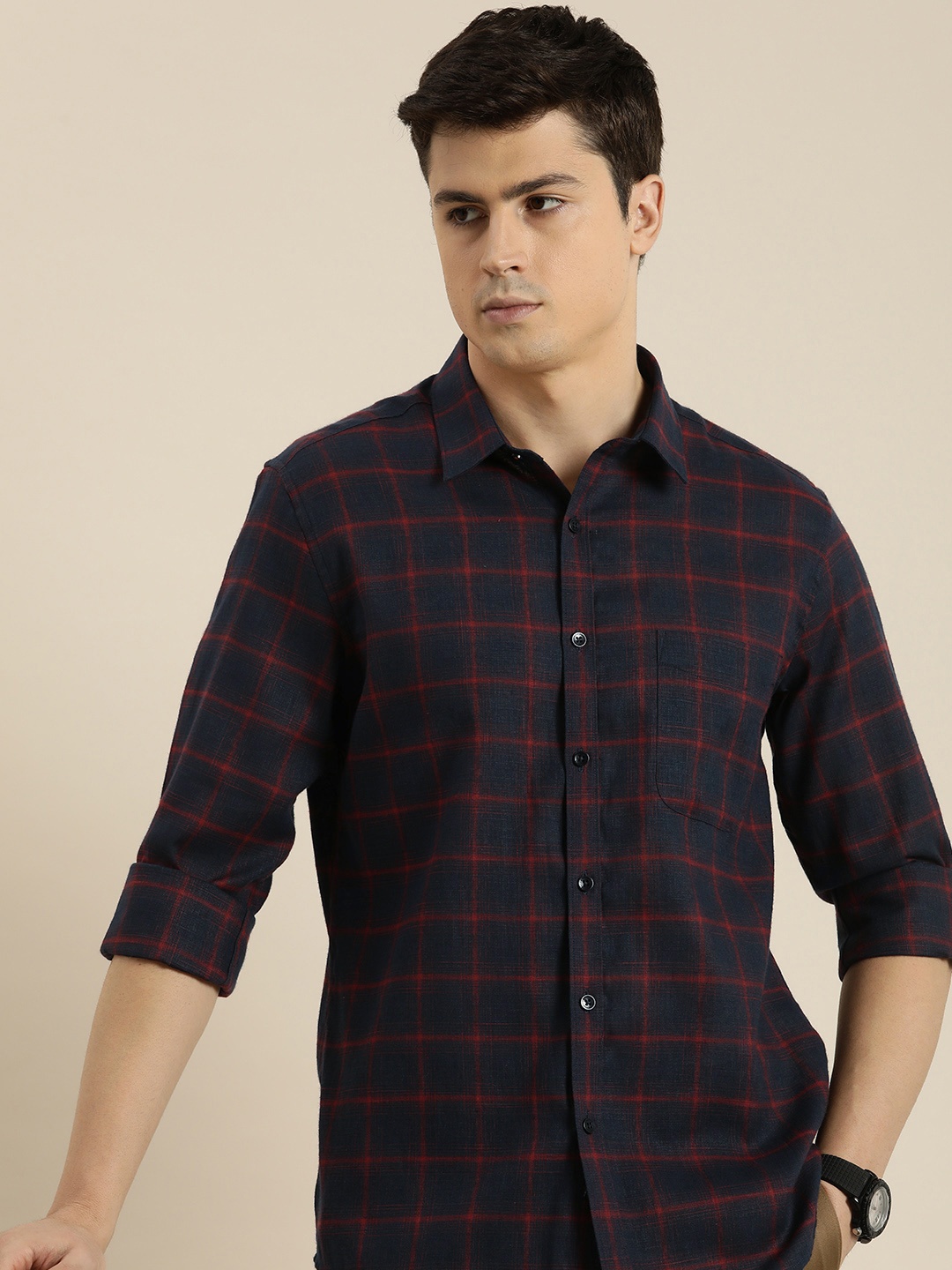 

INVICTUS Sport Slim Fit Checked Casual Shirt, Navy blue