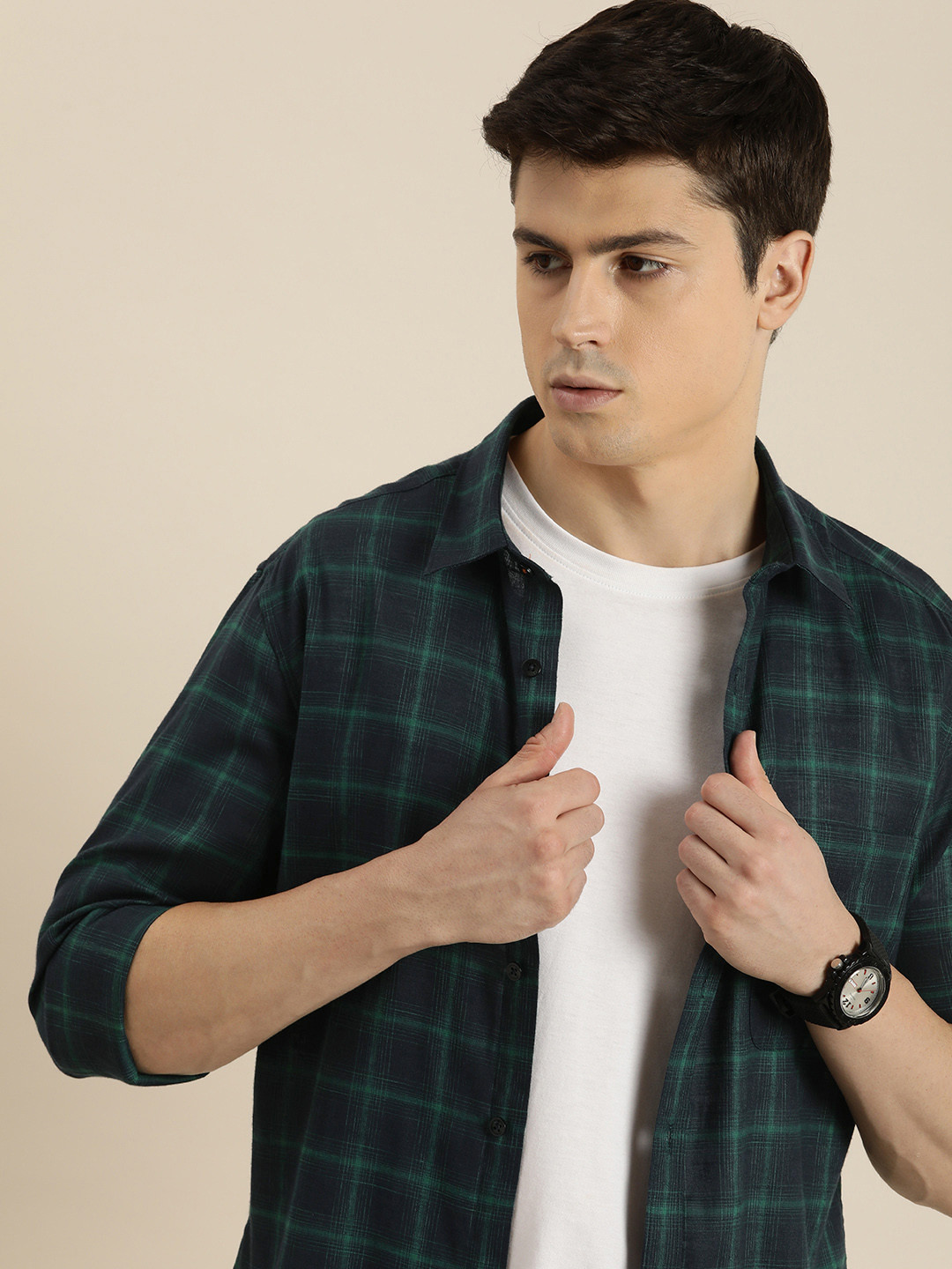 

INVICTUS Sport Slim Fit Checked Casual Shirt, Green