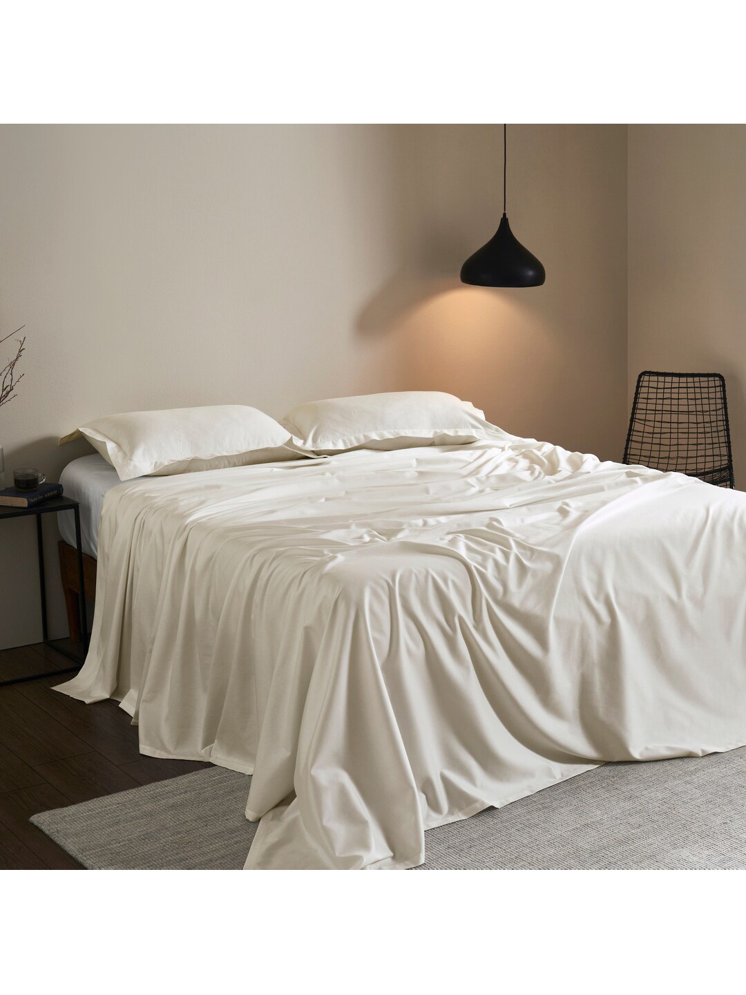 

HOUMN Cream-Coloured 500 TC Cotton King Bedsheet With 2 Pillow Covers