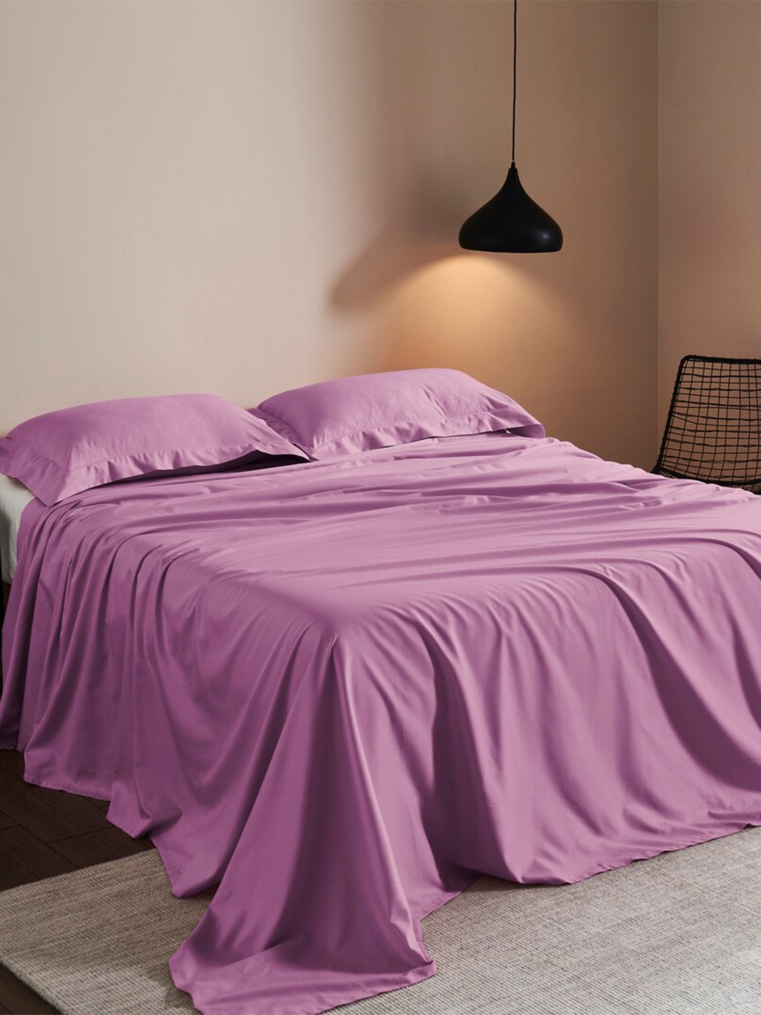

HOUMN Rose Cotton 400 TC King Bedsheet With 2 Pillow Covers