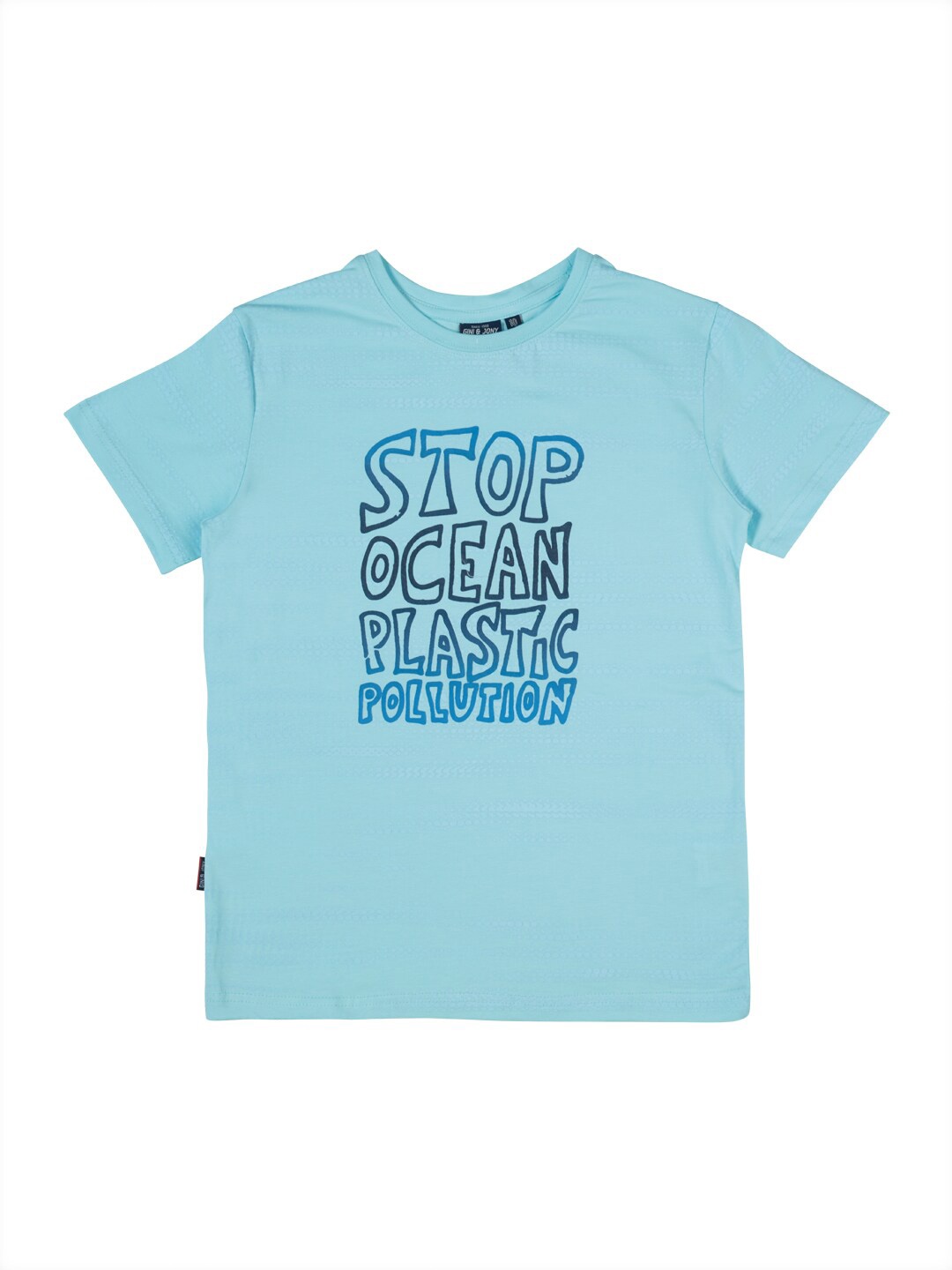 

Gini and Jony Boys Typography Printed Cotton T-shirt, Blue