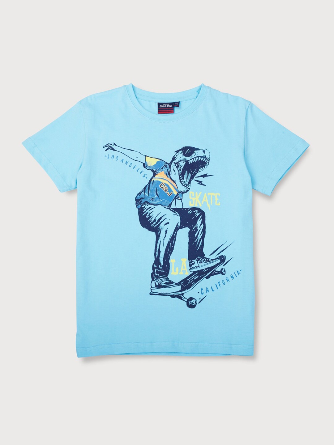 

Gini and Jony Boys Graphic Printed Cotton T-shirt, Blue