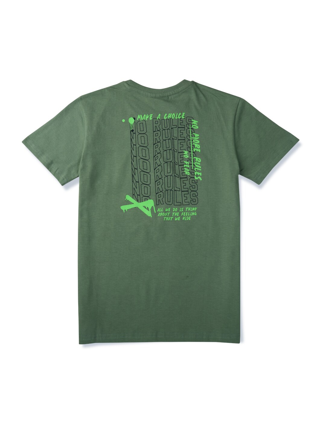 

Gini and Jony Boys Typography Printed Round Neck Cotton T-shirt, Green