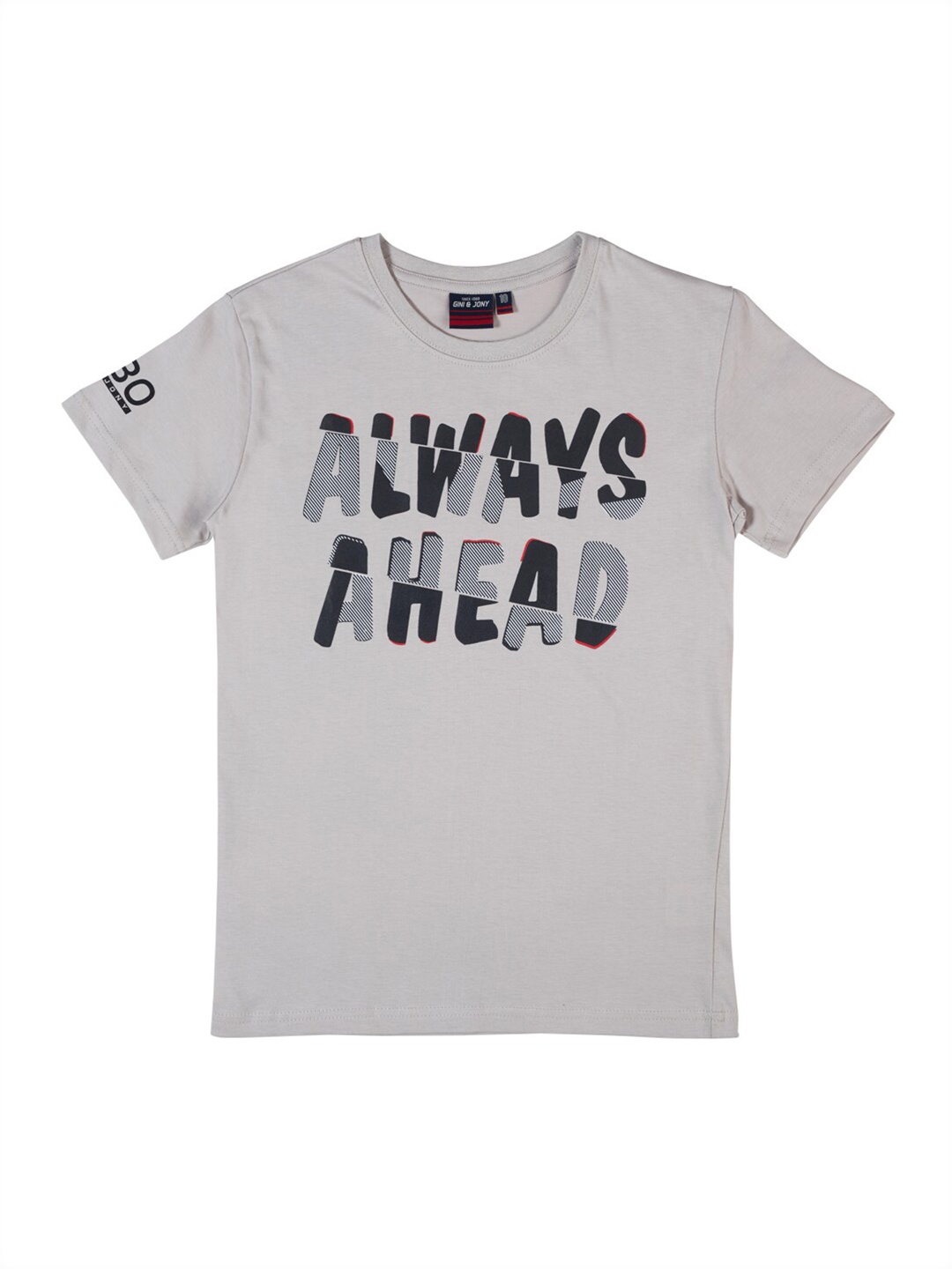 

Gini and Jony Boys Typography Printed Round Neck Cotton T-shirt, Grey