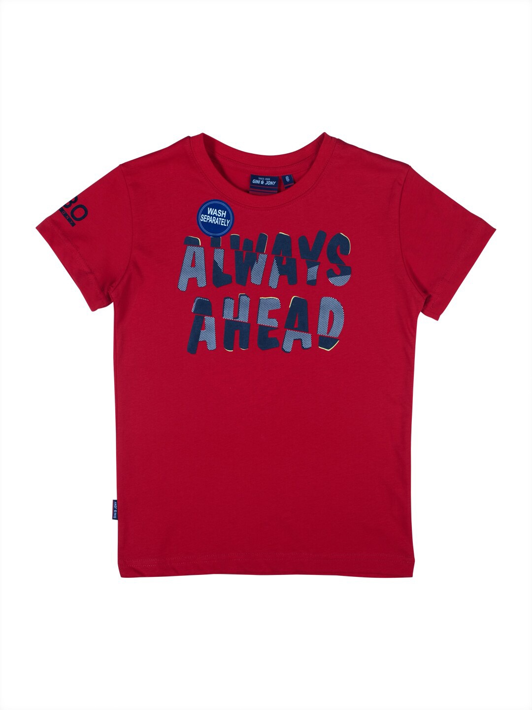 

Gini and Jony Infant Boys Typography Printed Round Neck Cotton T-shirt, Red