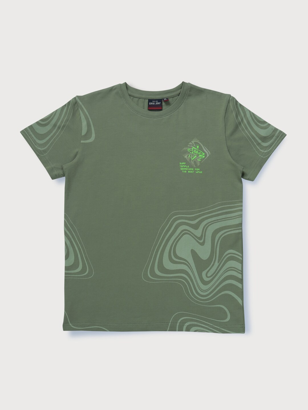 

Gini and Jony Infant Graphic Printed Cotton T-Shirt, Olive