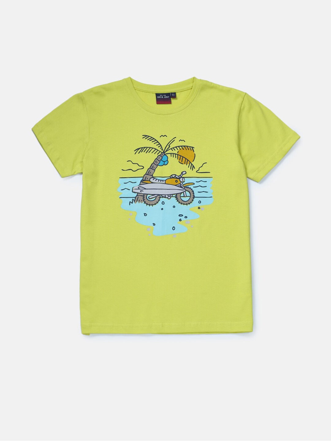 

Gini and Jony Boys Graphic Printed Cotton T-Shirt, Green