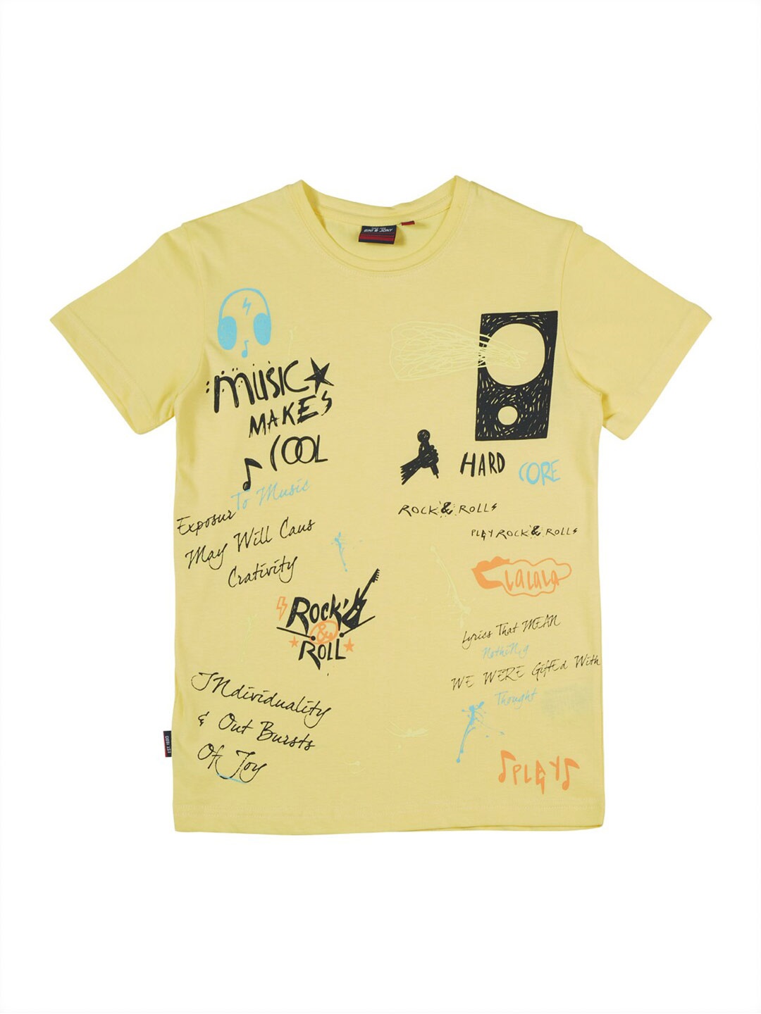 

Gini and Jony Infant Typography Printed Cotton T-Shirt, Yellow