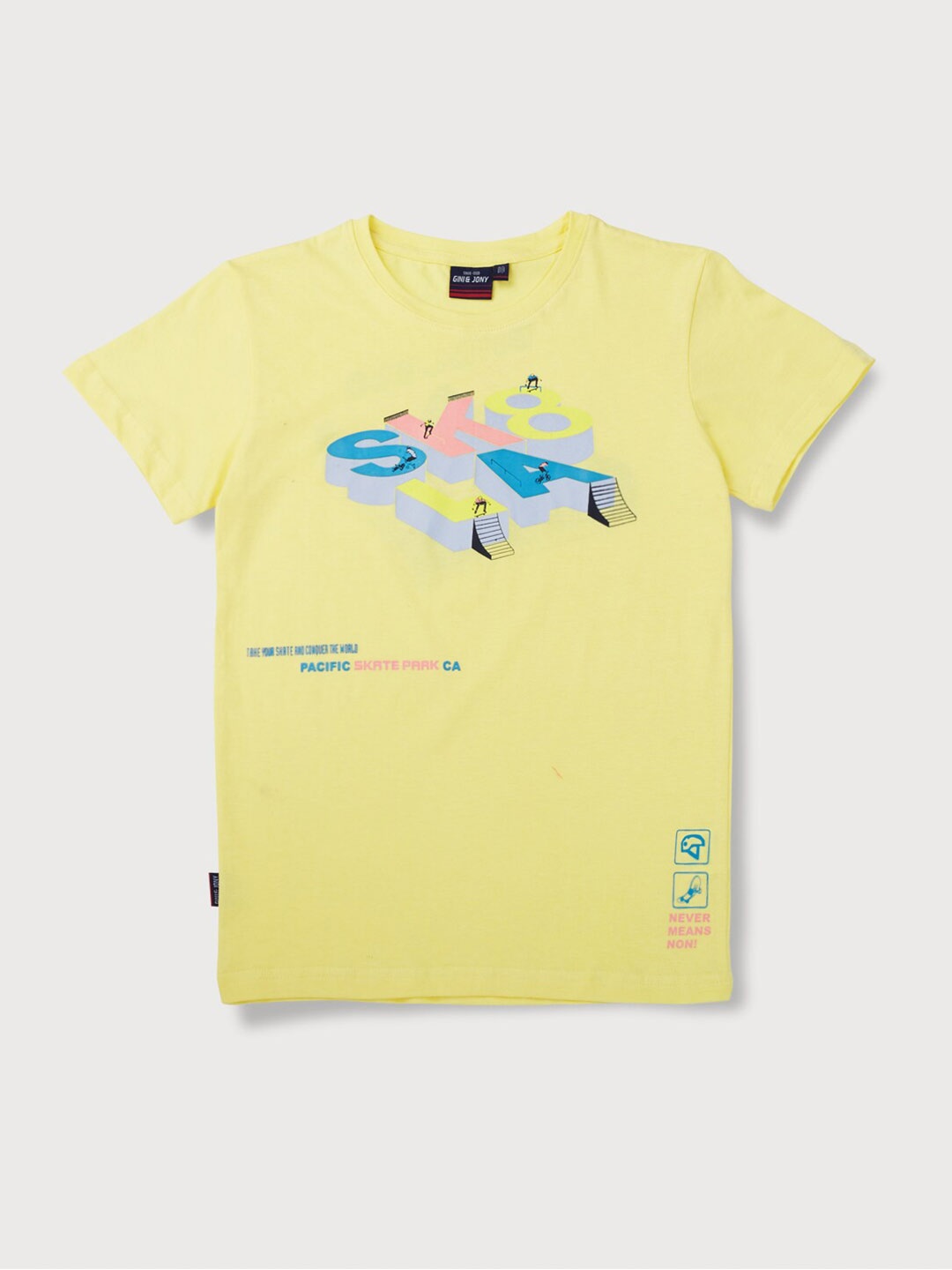 

Gini and Jony Boys Typography Printed Cotton T-Shirt, Yellow