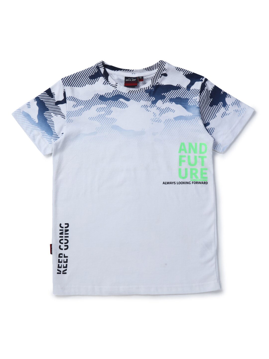 

Gini and Jony Boys Typography Printed Cotton T-shirt, Navy blue