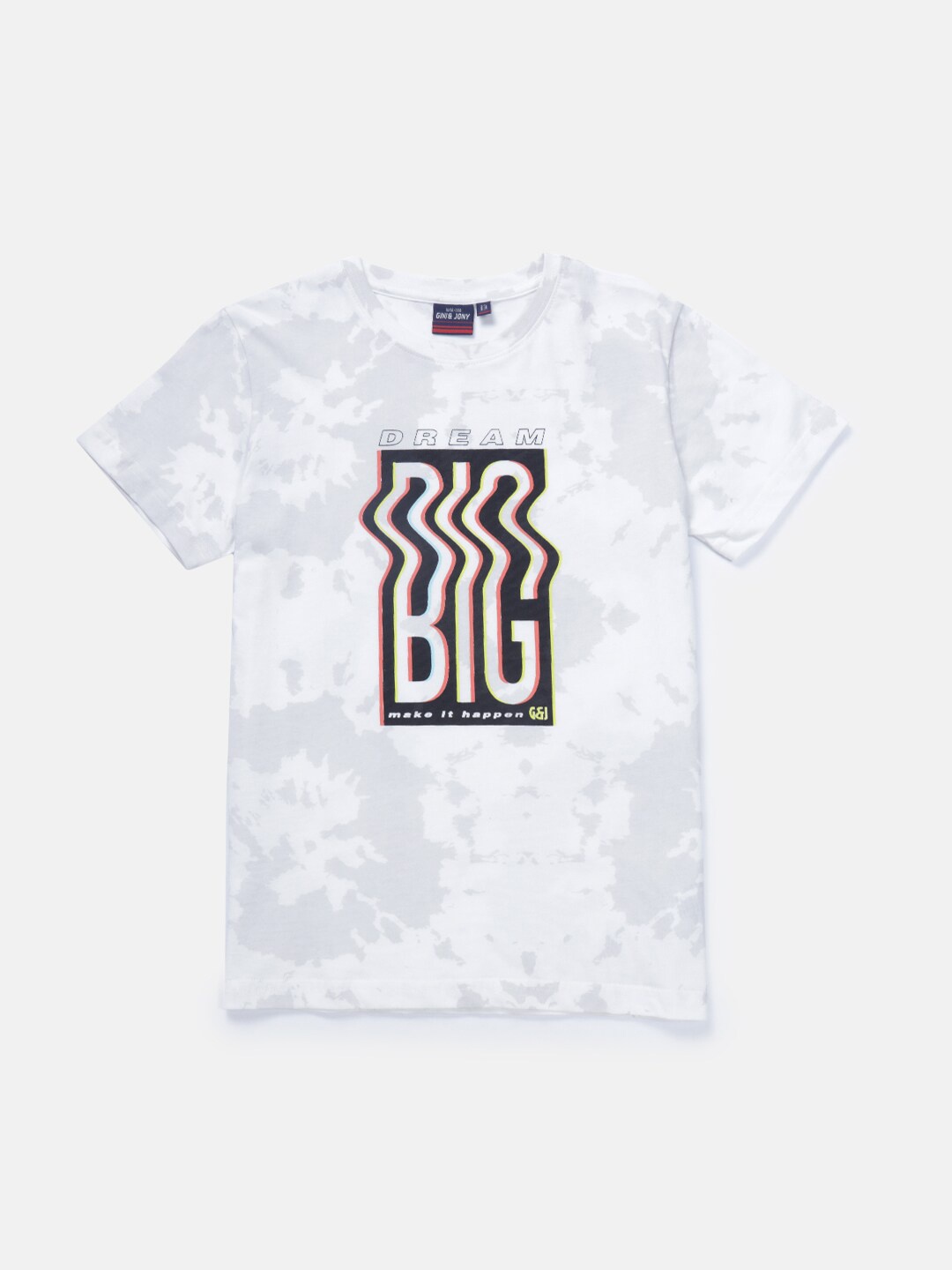 

Gini and Jony Boys Typography Printed Cotton T-shirt, White