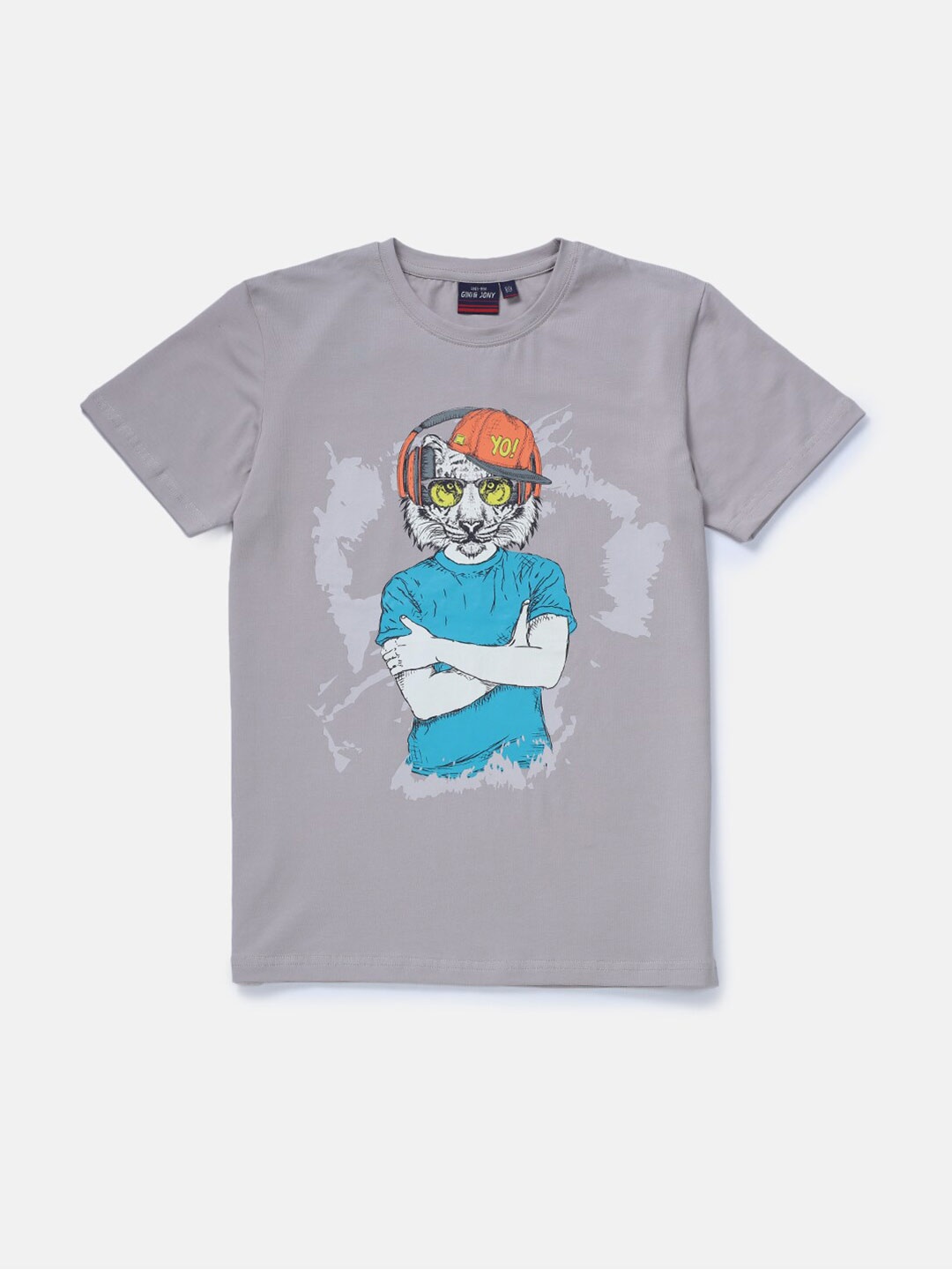 

Gini and Jony Infants Boys Graphic Printed Cotton T-Shirt, Grey