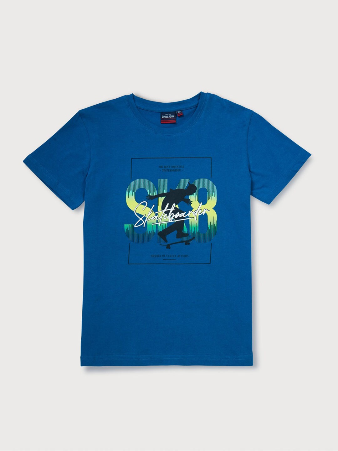 

Gini and Jony Infant Boys Typography Printed Cotton T-shirt, Teal