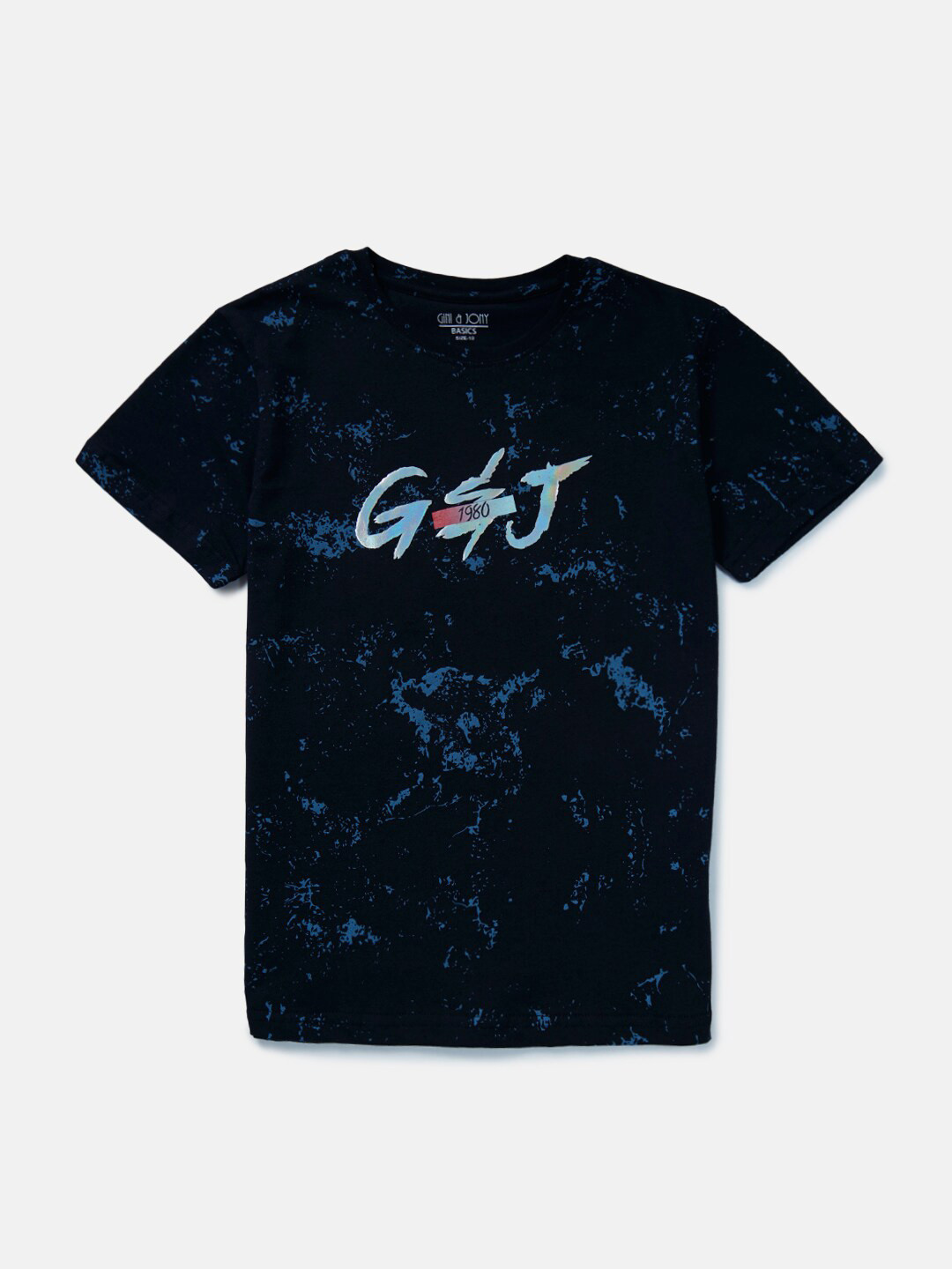 

Gini and Jony Infant Typography Printed Cotton T-Shirt, Navy blue