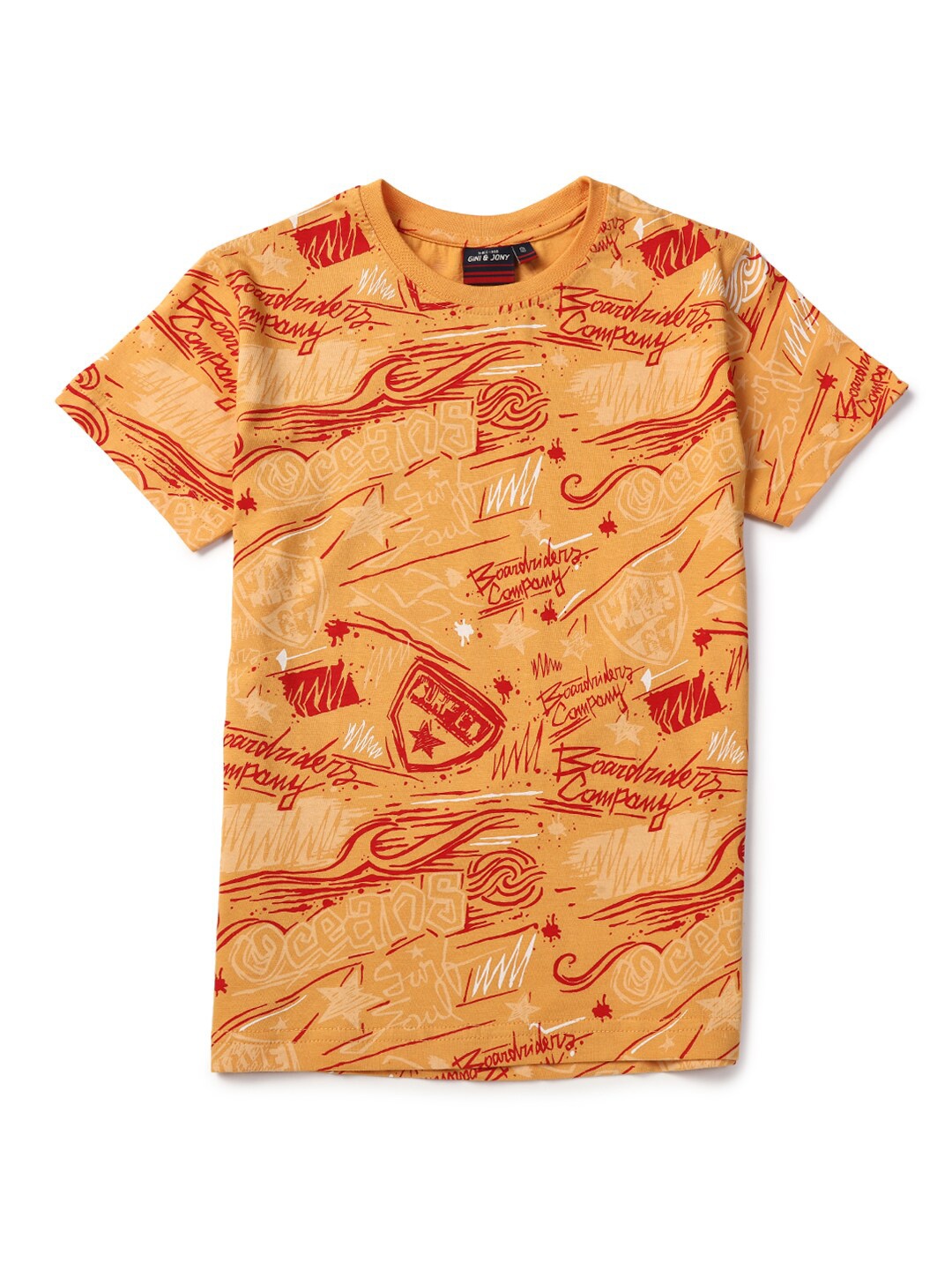 

Gini and Jony Boys Typography Printed Cotton T-Shirt, Orange
