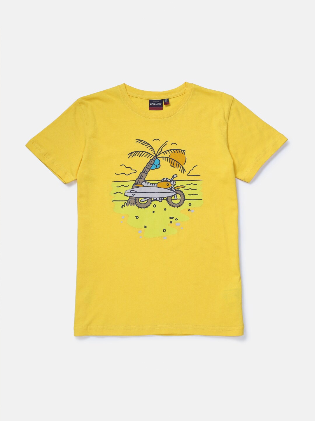 

Gini and Jony Boys Graphic Printed Cotton T-shirt, Yellow