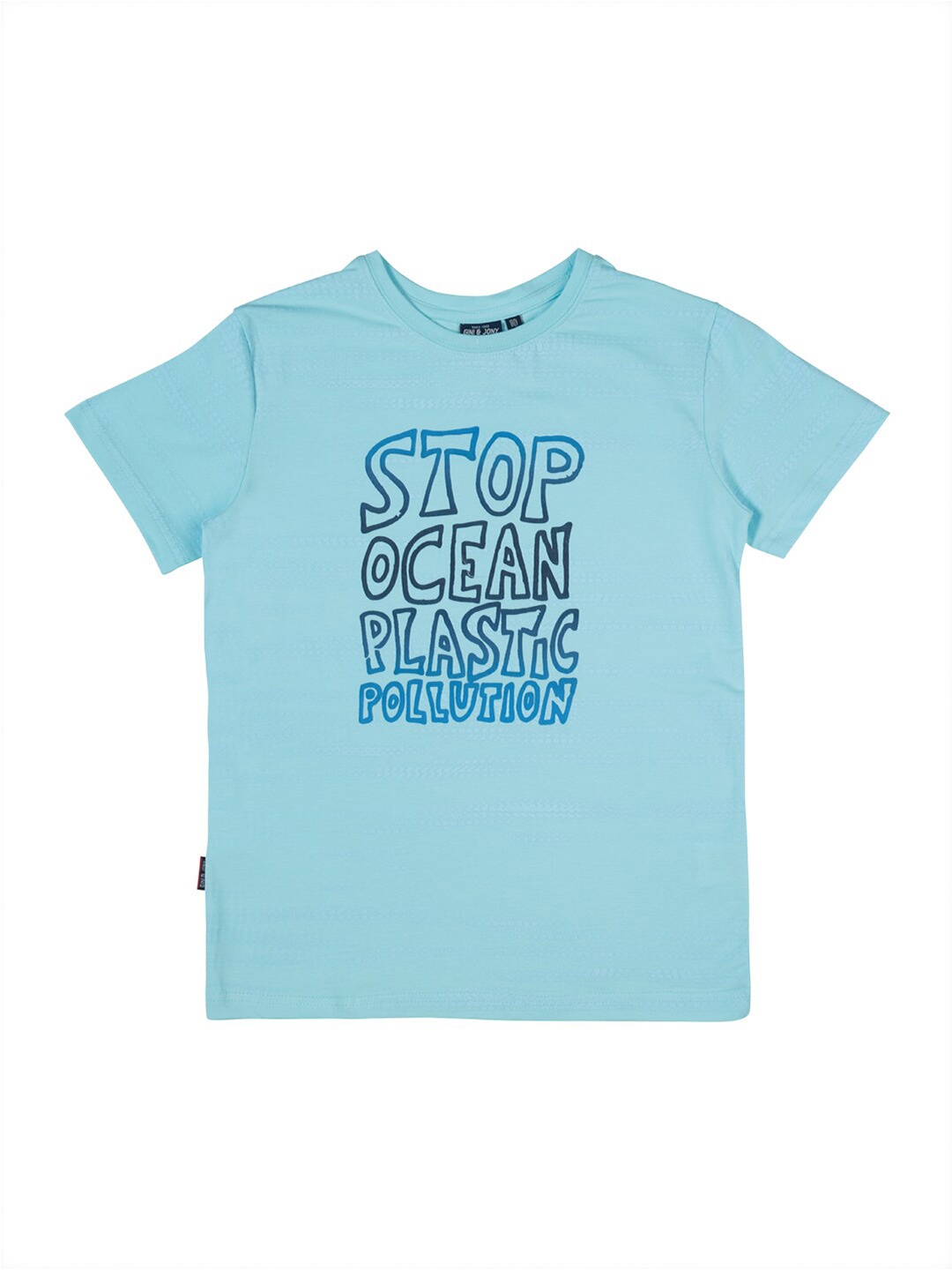 

Gini and Jony Boys Typography Printed Cotton T-shirt, Blue