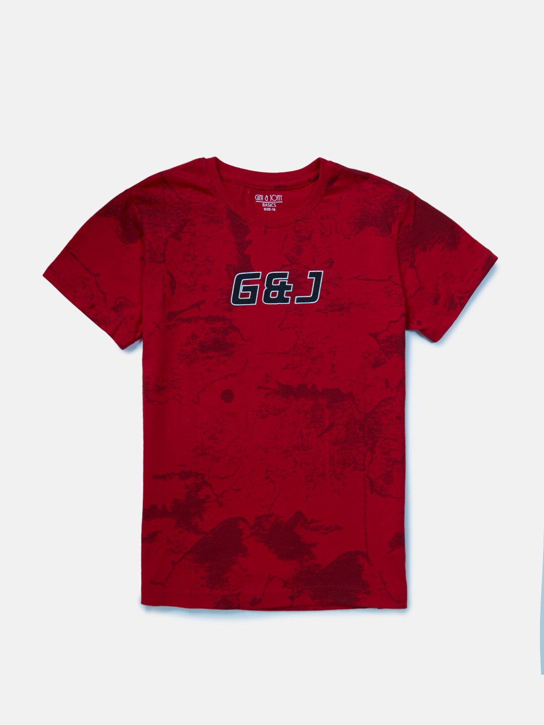 

Gini and Jony Boys Brand Logo Printed Cotton T-shirt, Red