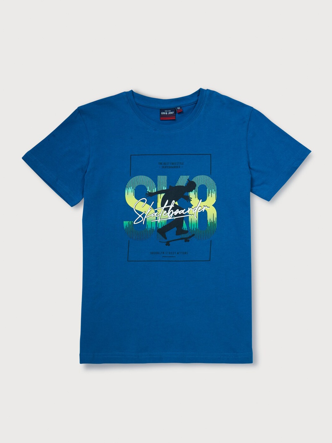 

Gini and Jony Boys Typography Printed Round Neck Cotton T-shirt, Teal