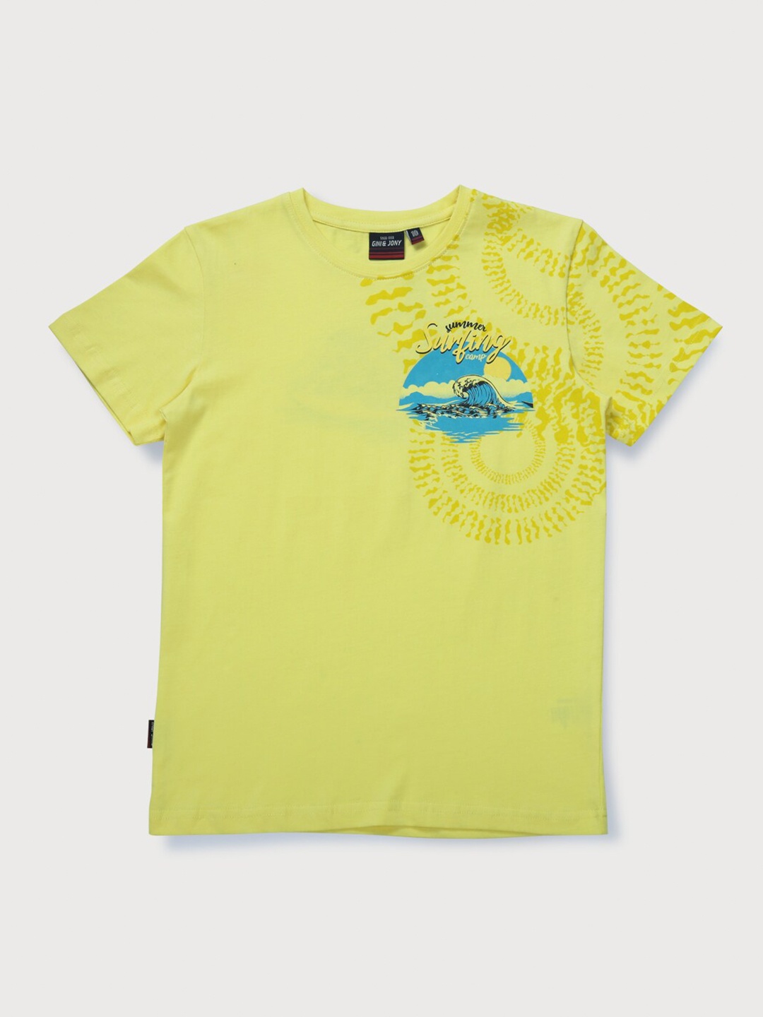 

Gini and Jony Boys Graphic Printed Cotton T-shirt, Yellow