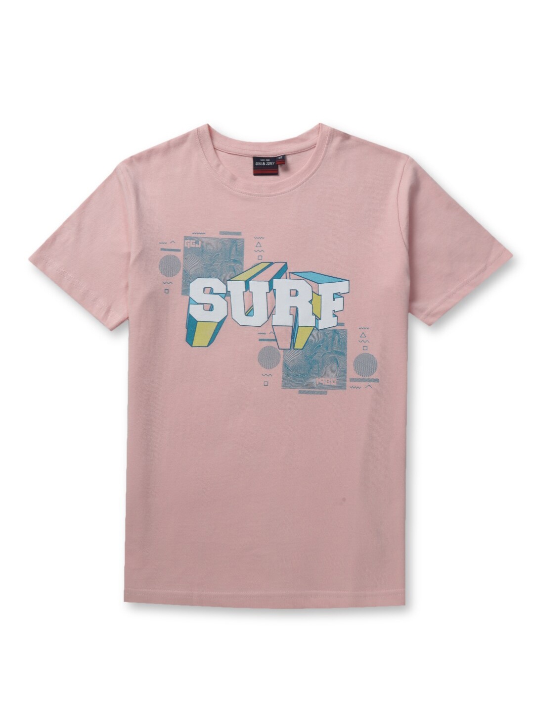 

Gini and Jony Boys Typography Printed Cotton T-shirt, Pink