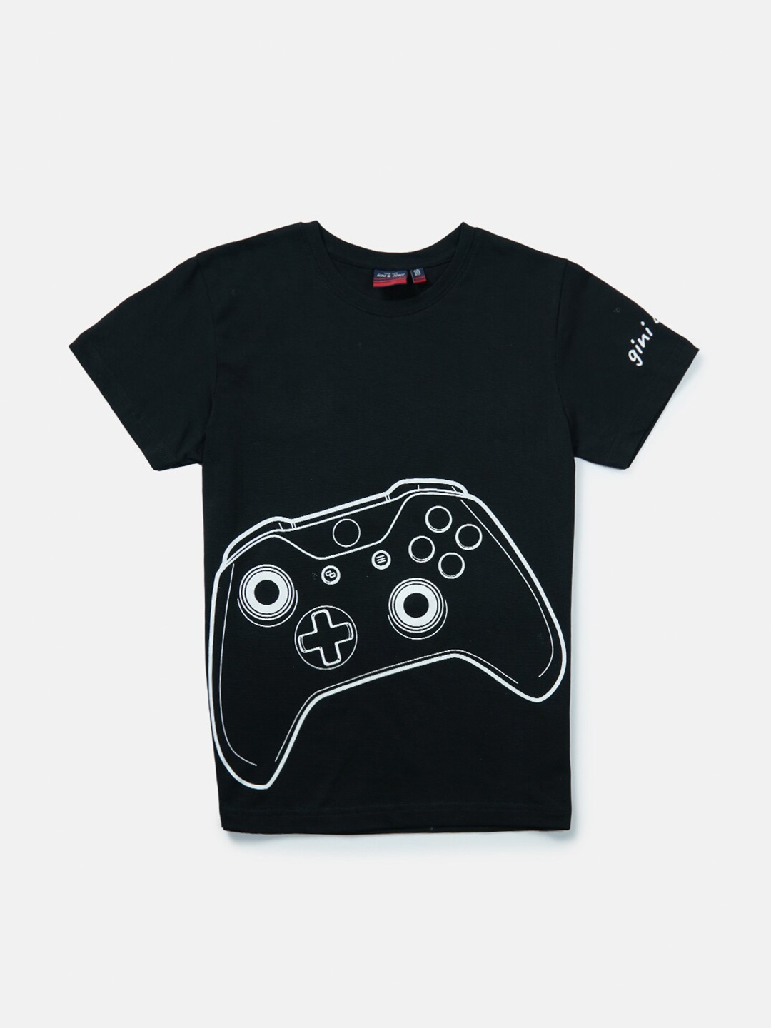 

Gini and Jony Boys Graphic Printed Round Neck Short Sleeves Cotton T-shirt, Black