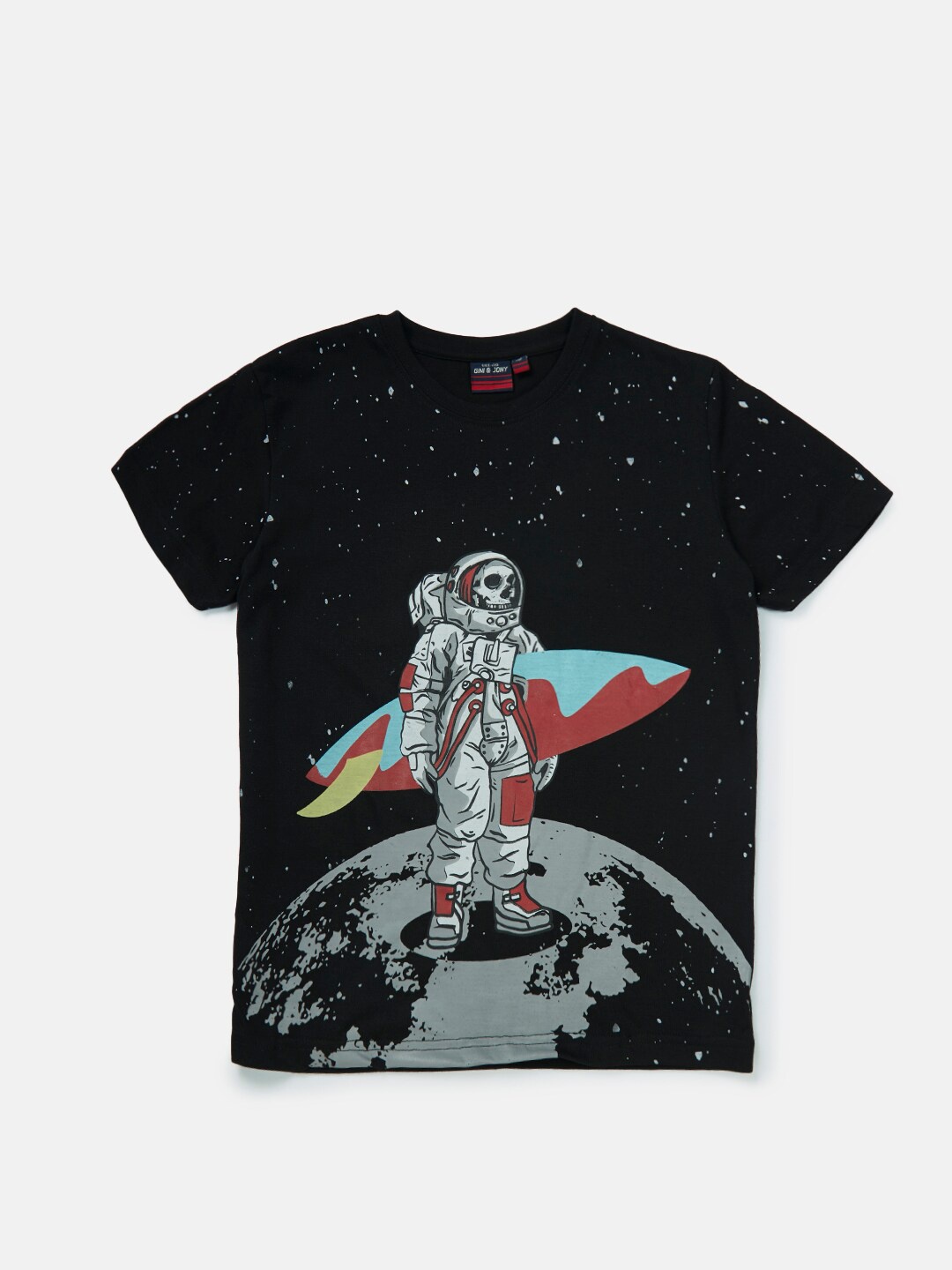 

Gini and Jony Boys Graphic Printed Round Neck T-shirt, Black