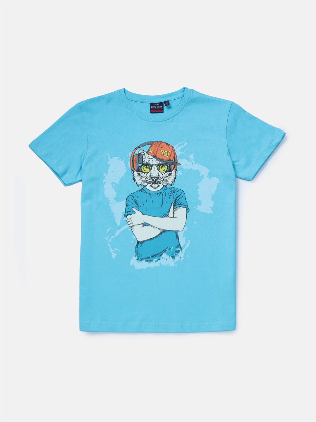 

Gini and Jony Boys Graphic Printed Cotton T-shirt, Blue