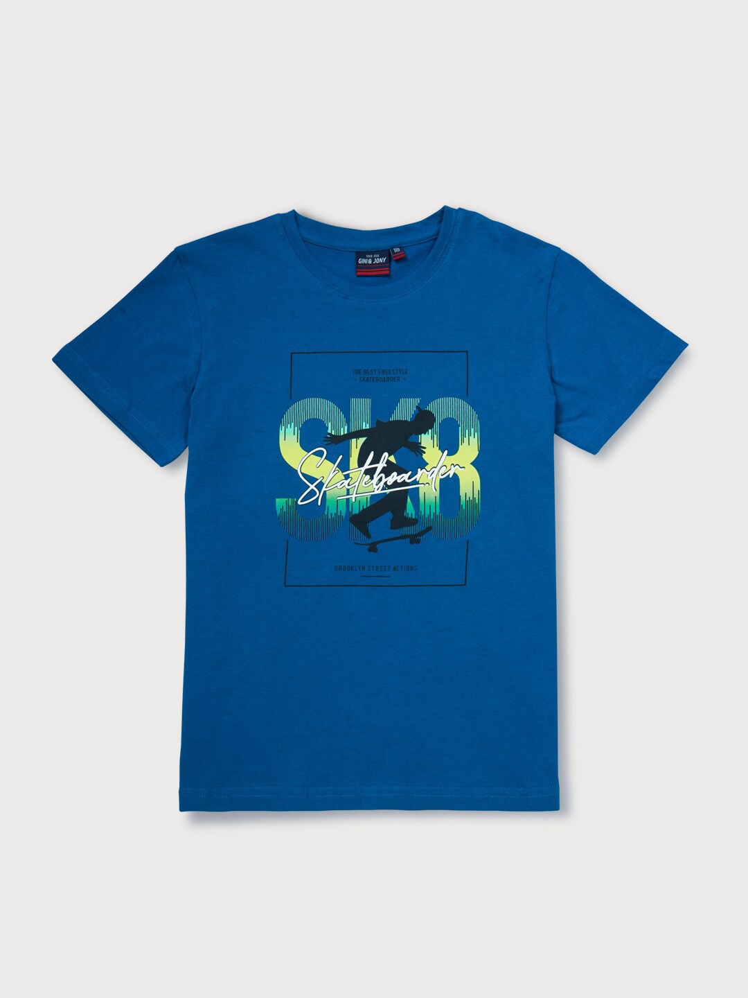 

Gini and Jony Boys Typography Printed Cotton Casual T-shirt, Blue