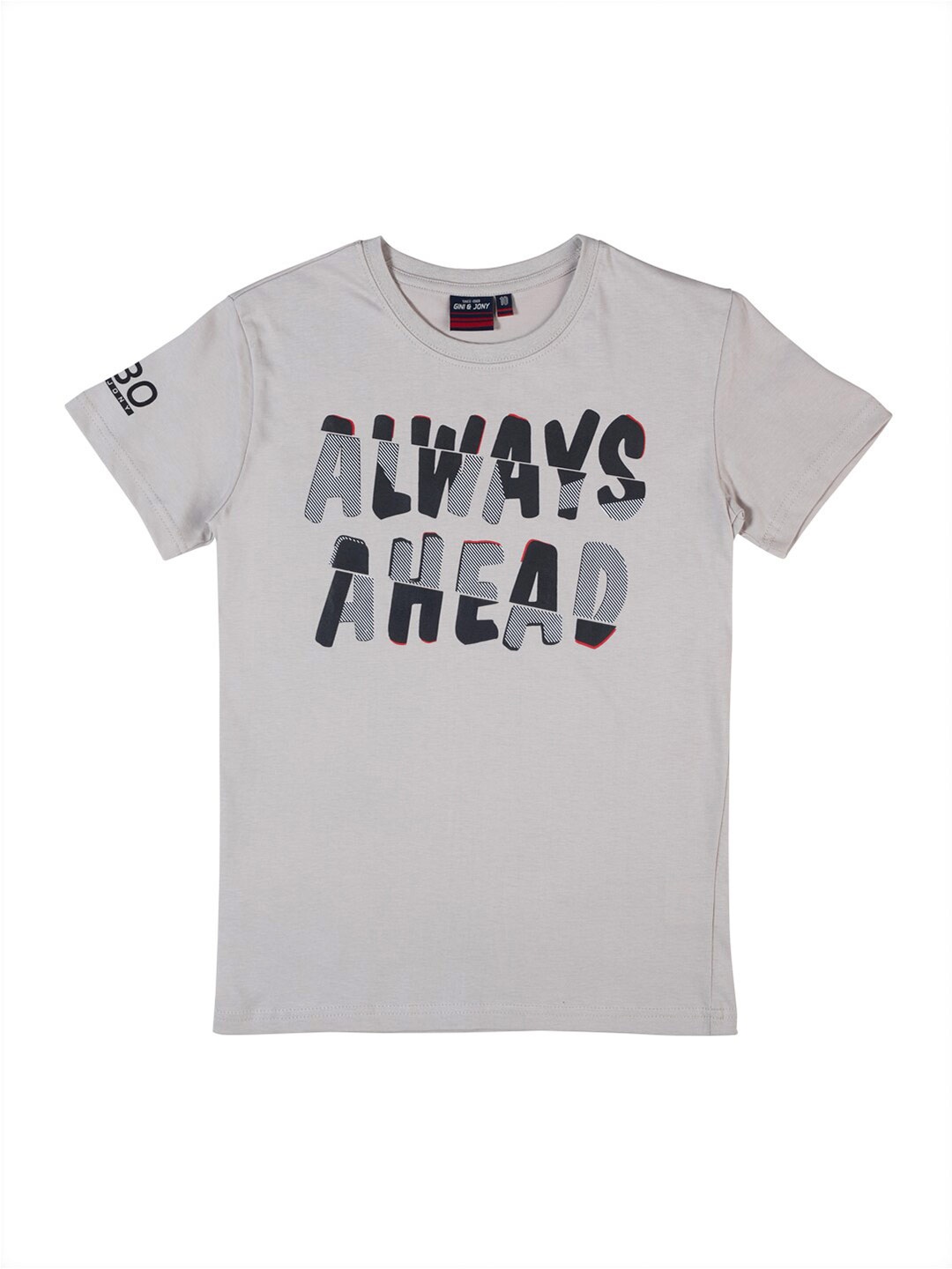 

Gini and Jony Boys Typography Printed Cotton T-Shirt, Grey