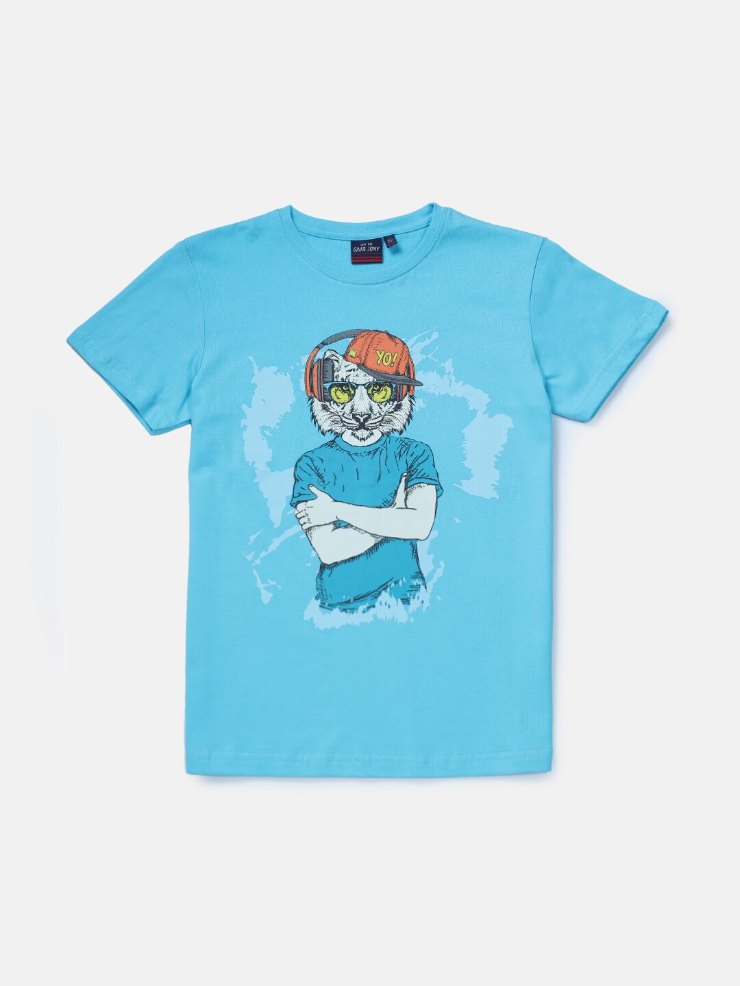 

Gini and Jony Boys Graphic Printed Round Neck Cotton T-shirt, Blue